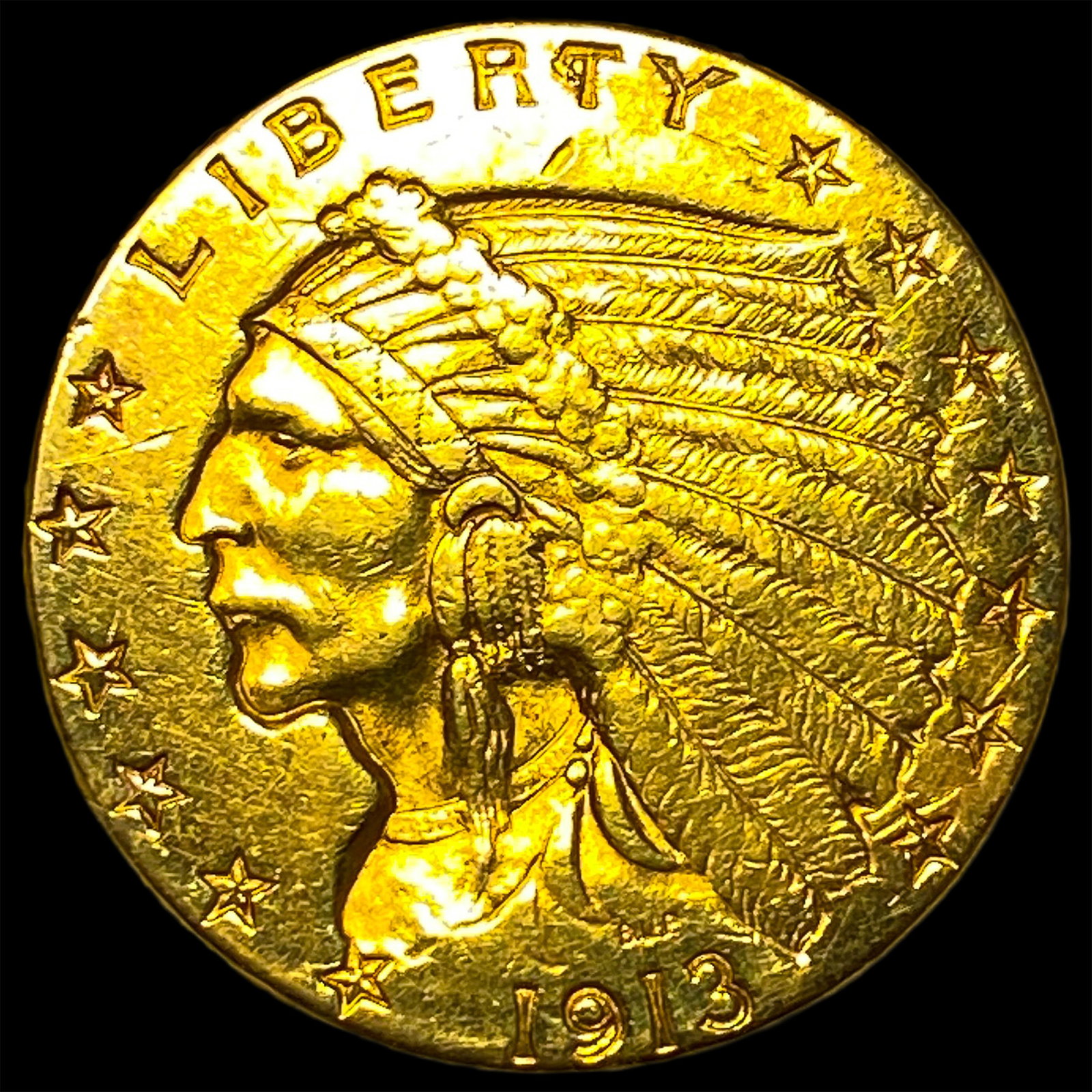 1913 Indian Head $2.5 Gold Quarter Eagle HIGH GRADE: 1913 Indian Head $2.5 Gold Quarter Eagle HIGH GRADE
