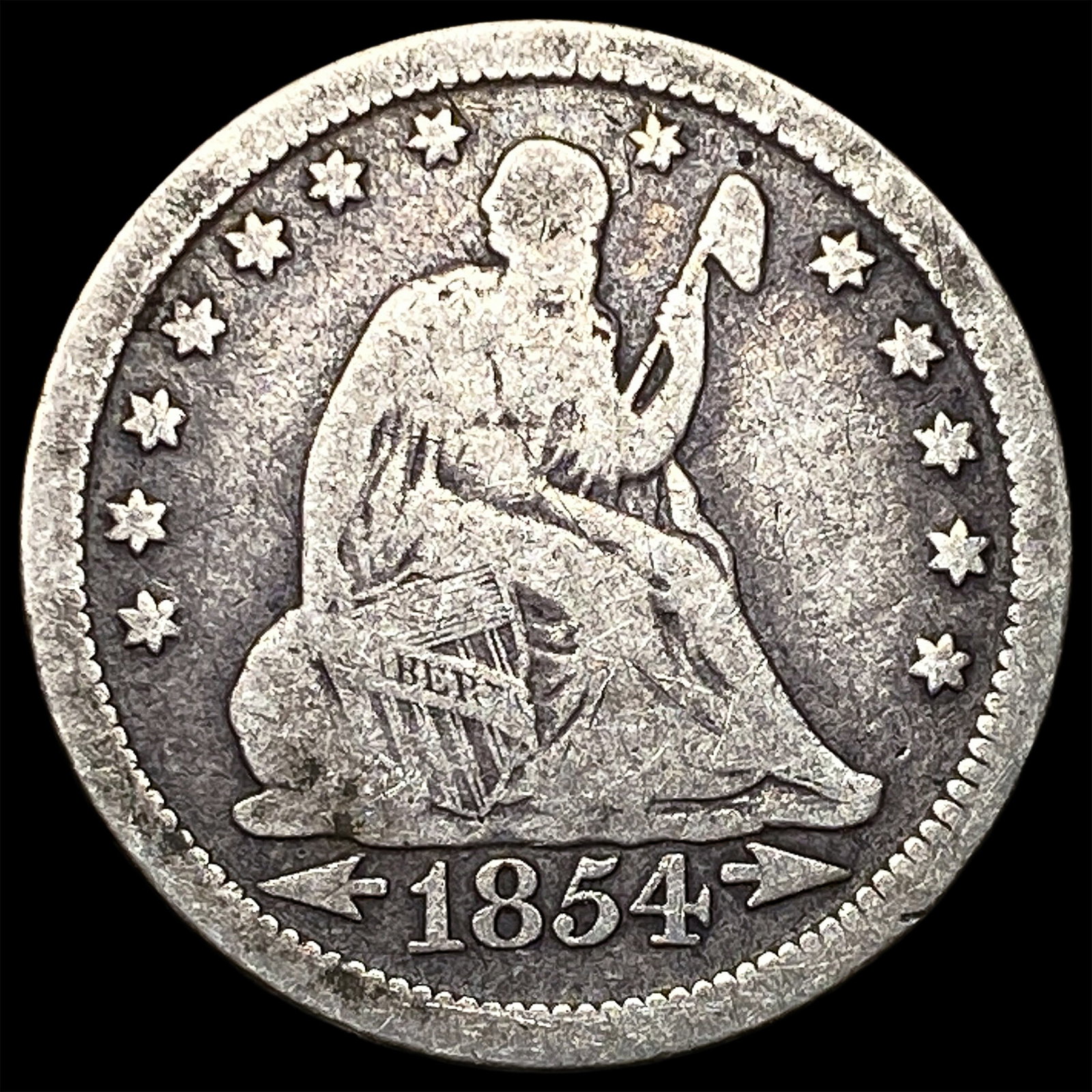 1854 Arrows Seated Liberty Quarter NICELY CIRCULATED (1 of 2)