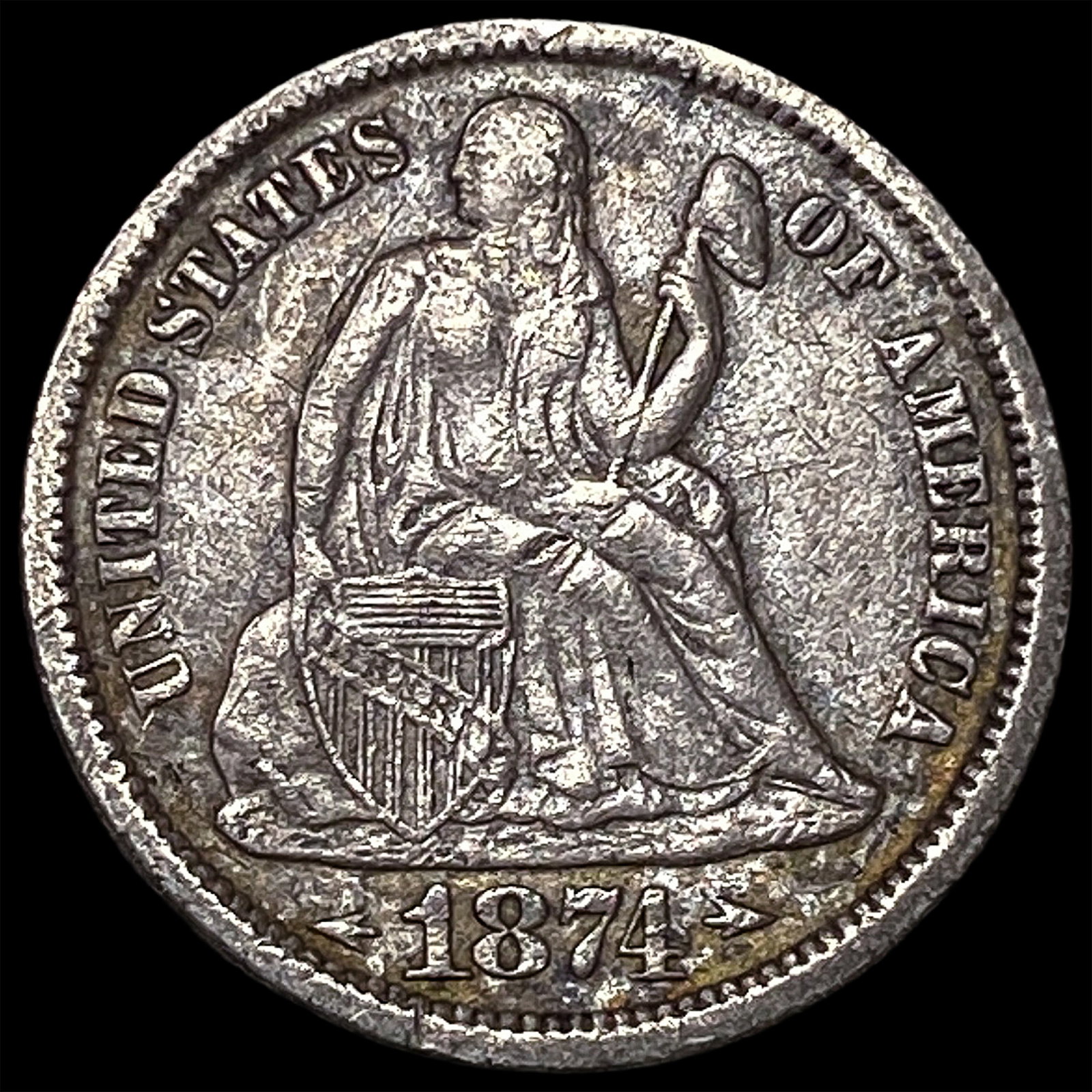 1874 Arrows Seated Liberty Dime HIGH GRADE: 1874 Arrows Seated Liberty Dime HIGH GRADE