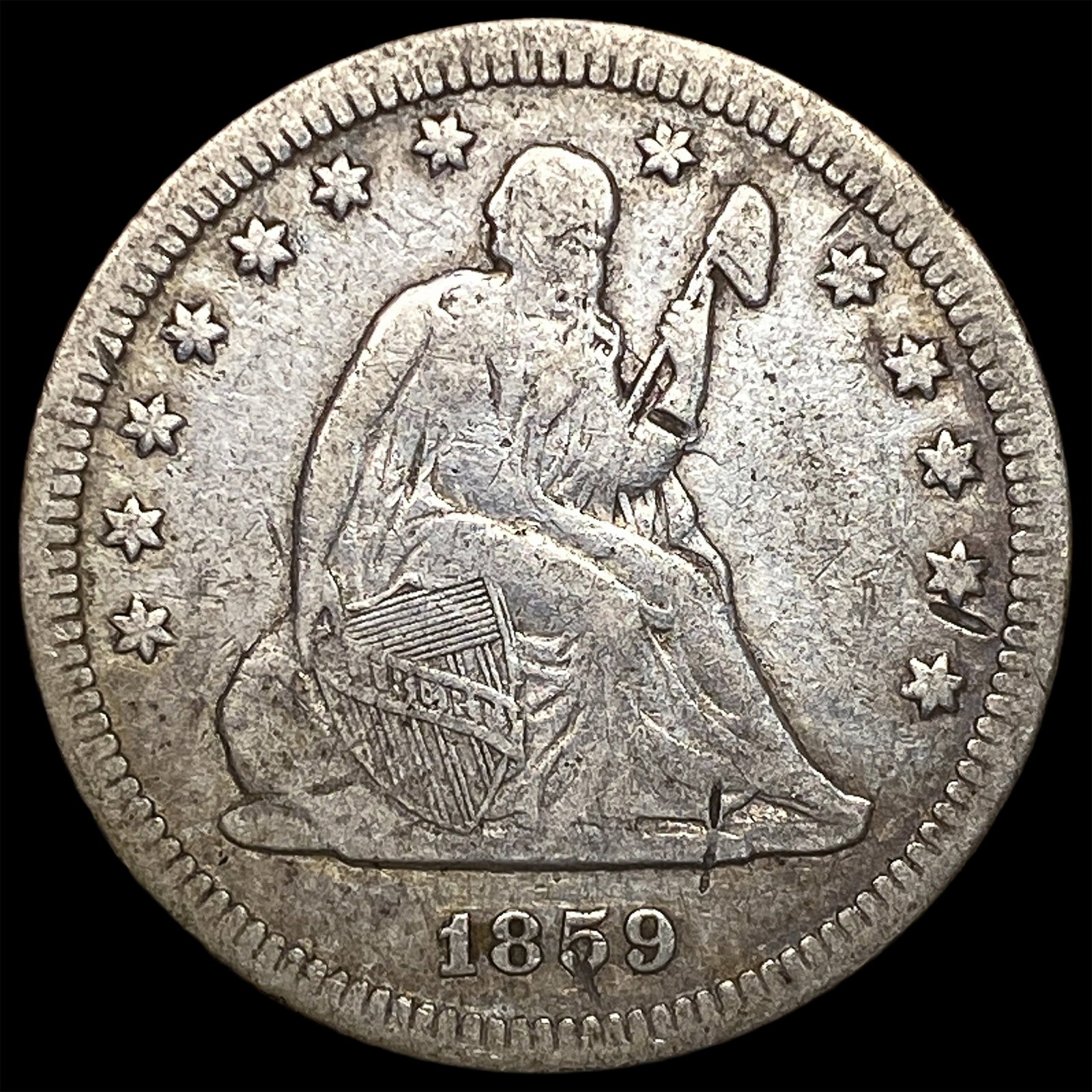 1859 Seated Liberty Quarter LIGHTLY CIRCULATED: 1859 Seated Liberty Quarter LIGHTLY CIRCULATED