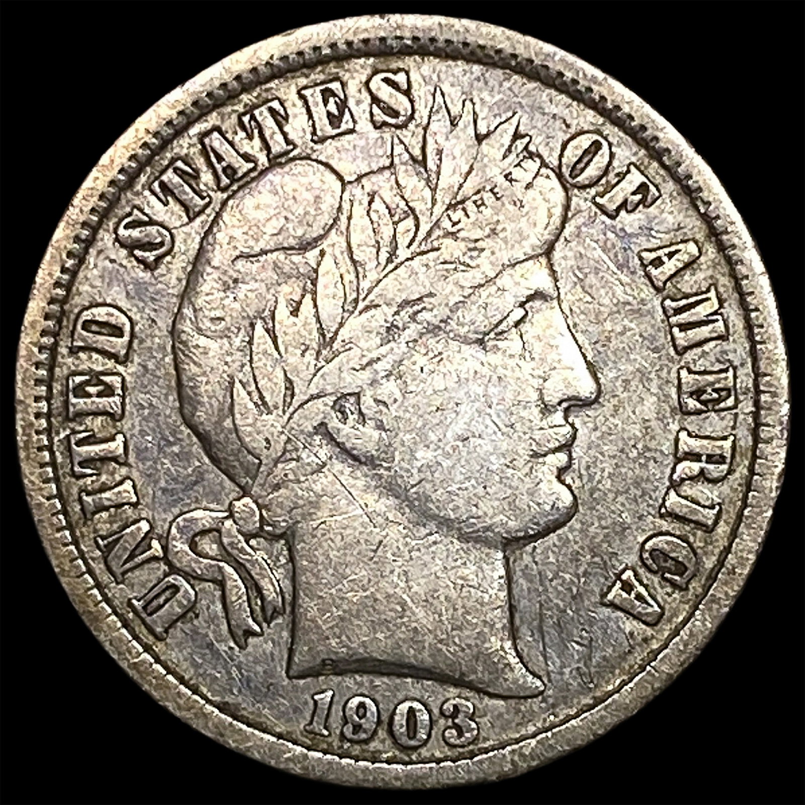1903-O Silver Barber Dime NEARLY UNCIRCULATED (1 of 2)