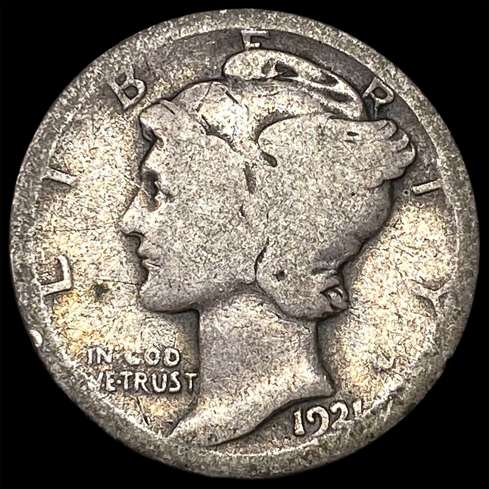 1921 Silver Mercury Dime NICELY CIRCULATED (1 of 2)