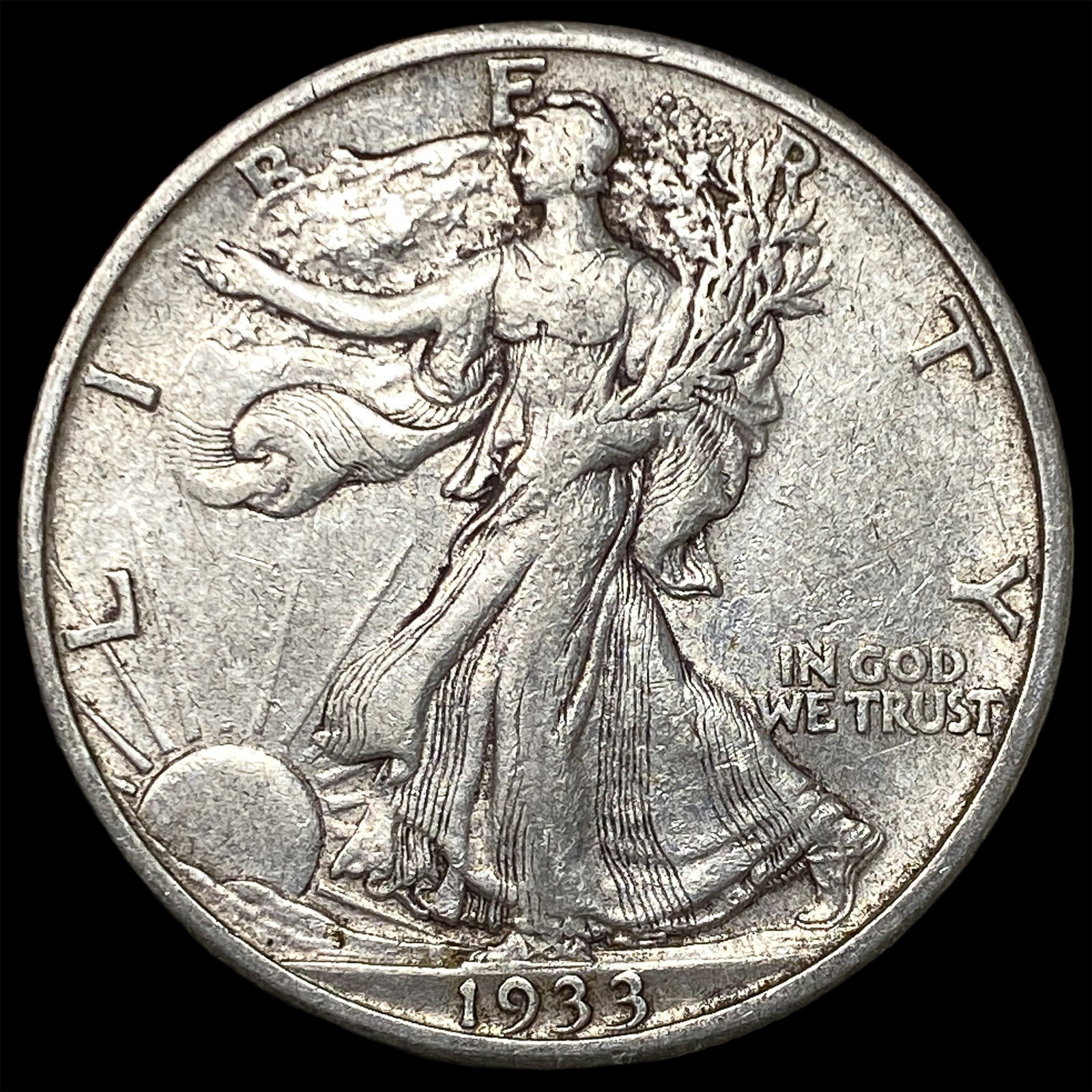 1933-S Silver Half Dollar Walking Liberty CLOSELY UNCIRCULATED: 1933-S Silver Half Dollar Walking Liberty CLOSELY UNCIRCULATED