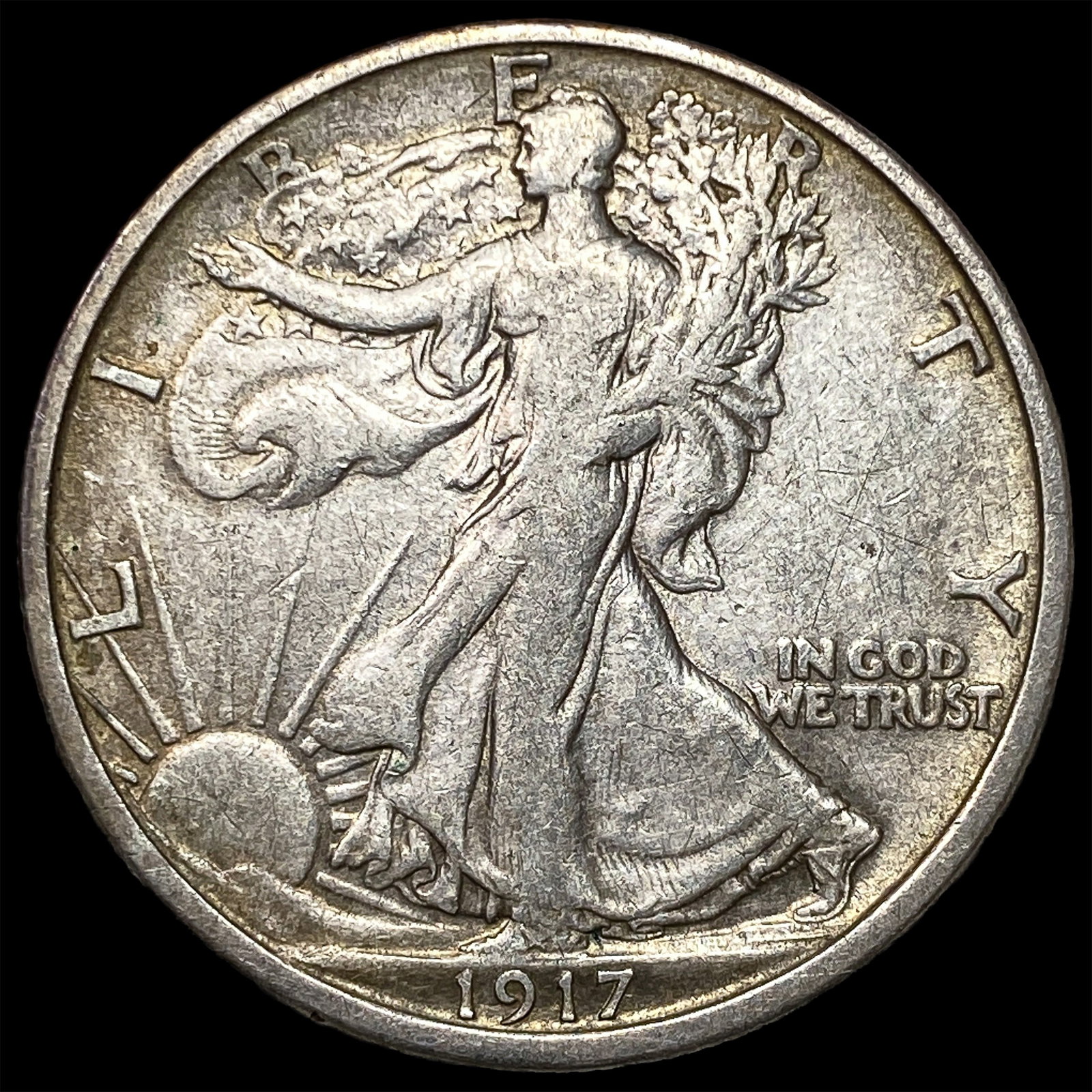 1917-S Silver Walking Liberty Half Dollar NEARLY UNCIRCULATED: 1917-S Silver Walking Liberty Half Dollar NEARLY UNCIRCULATED