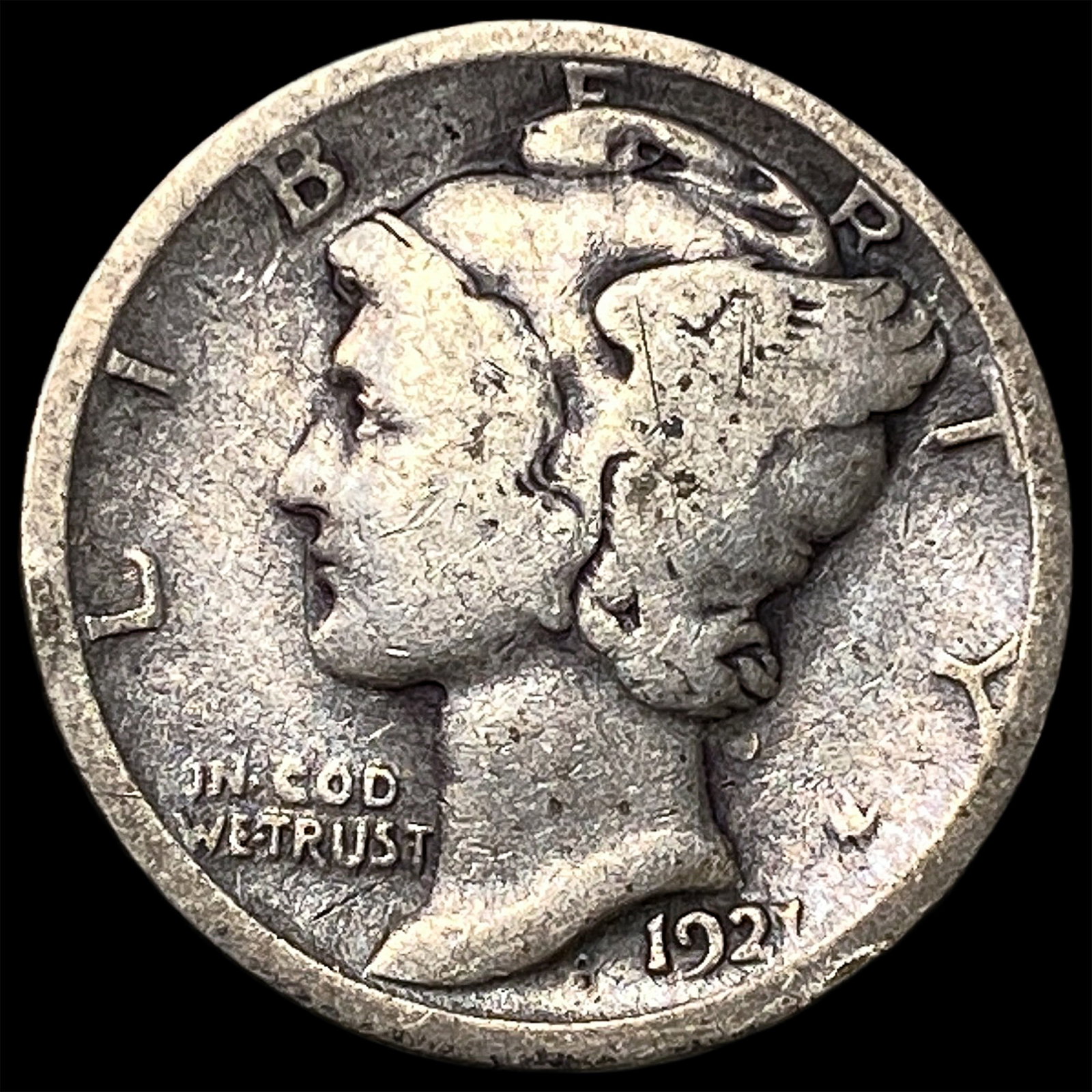 1927-S Silver Mercury Dime NICELY CIRCULATED: 1927-S Silver Mercury Dime NICELY CIRCULATED