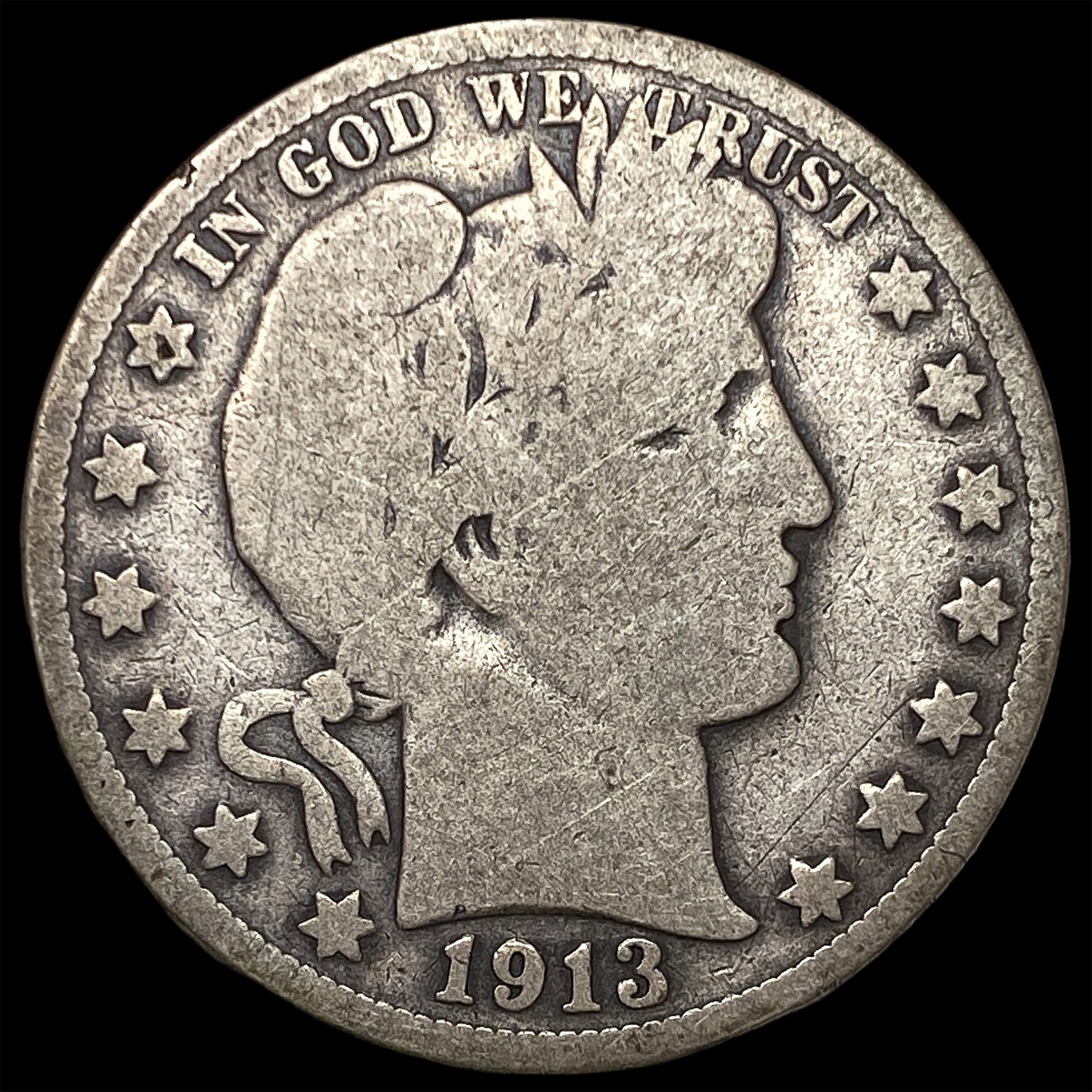 1913 Barber Half Dollar NICELY CIRCULATED: 1913 Barber Half Dollar NICELY CIRCULATED