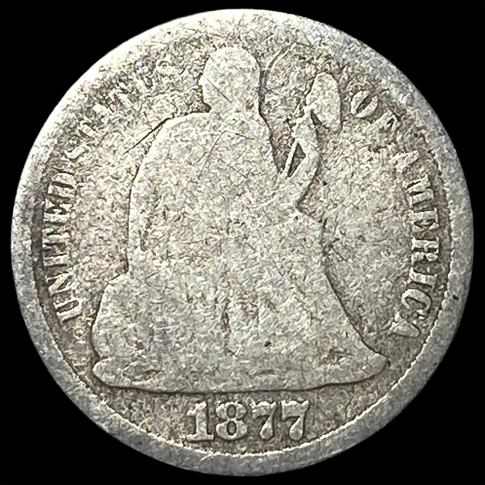 1877-CC Silver Seated Liberty Dime NICELY CIRCULATED: 1877-CC Silver Seated Liberty Dime NICELY CIRCULATED
