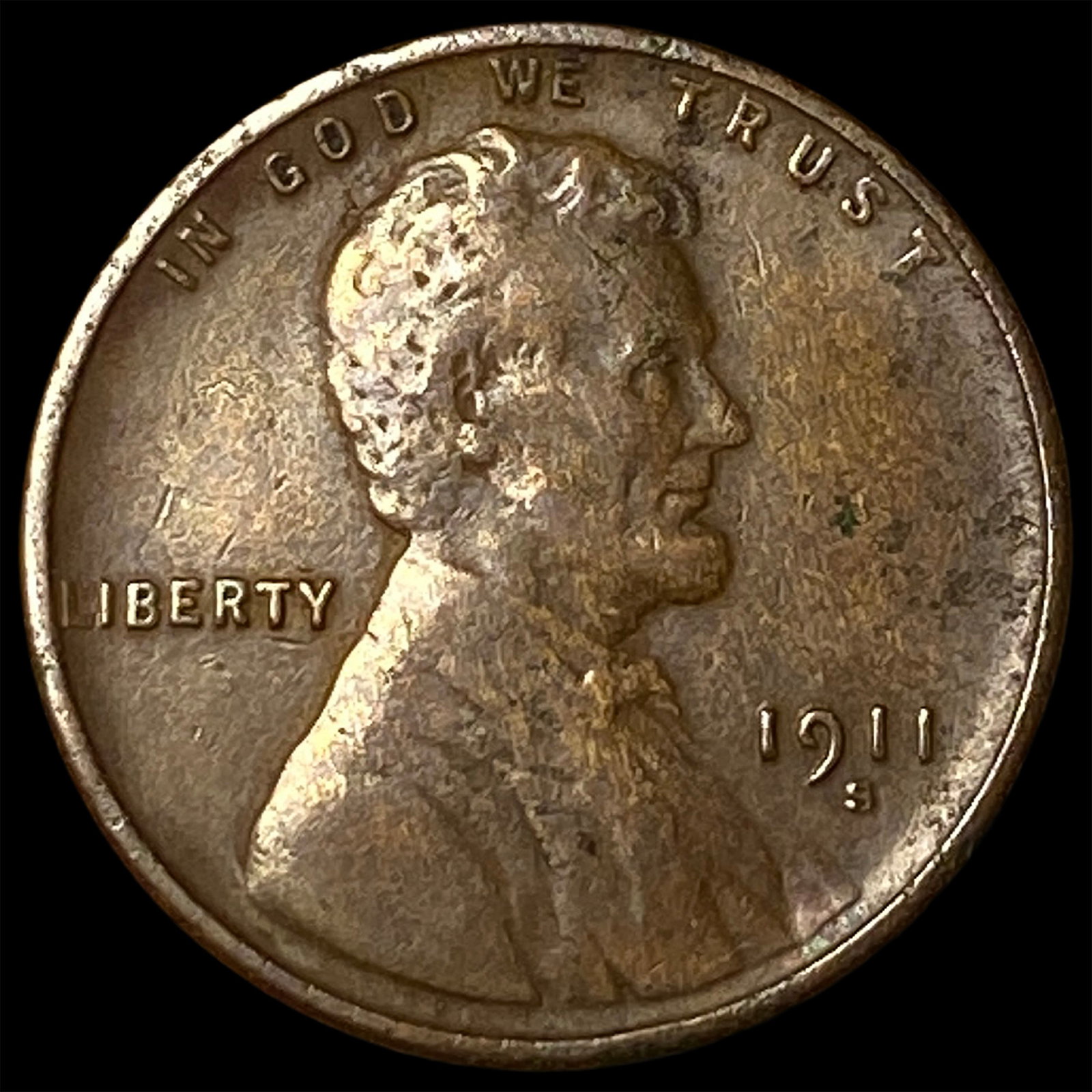 1911-S Lincoln Wheat Cent NEARLY UNCIRCULATED: 1911-S Lincoln Wheat Cent NEARLY UNCIRCULATED