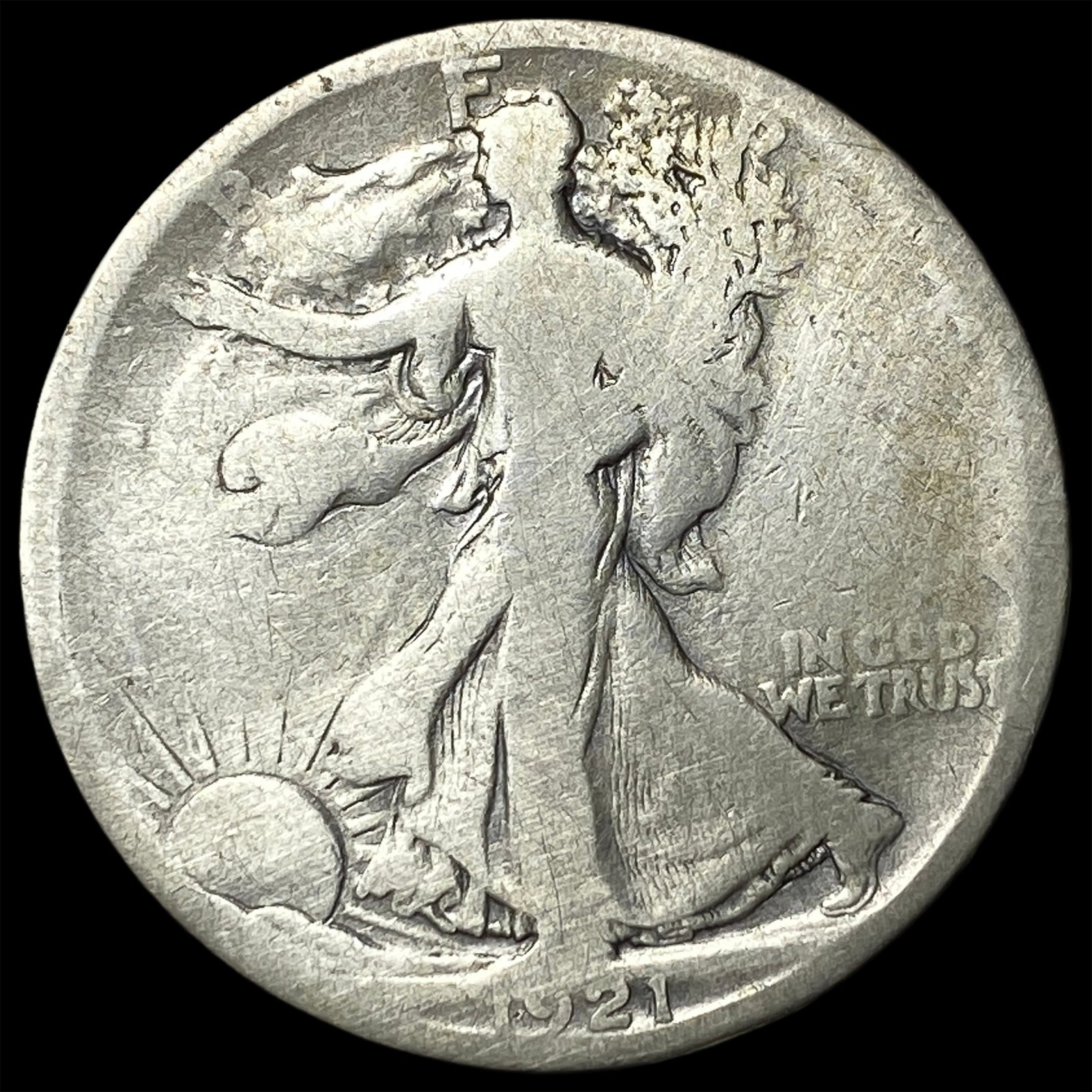 1921-S Silver Walking Liberty Half Dollar NICELY CIRCULATED: 1921-S Silver Walking Liberty Half Dollar NICELY CIRCULATED