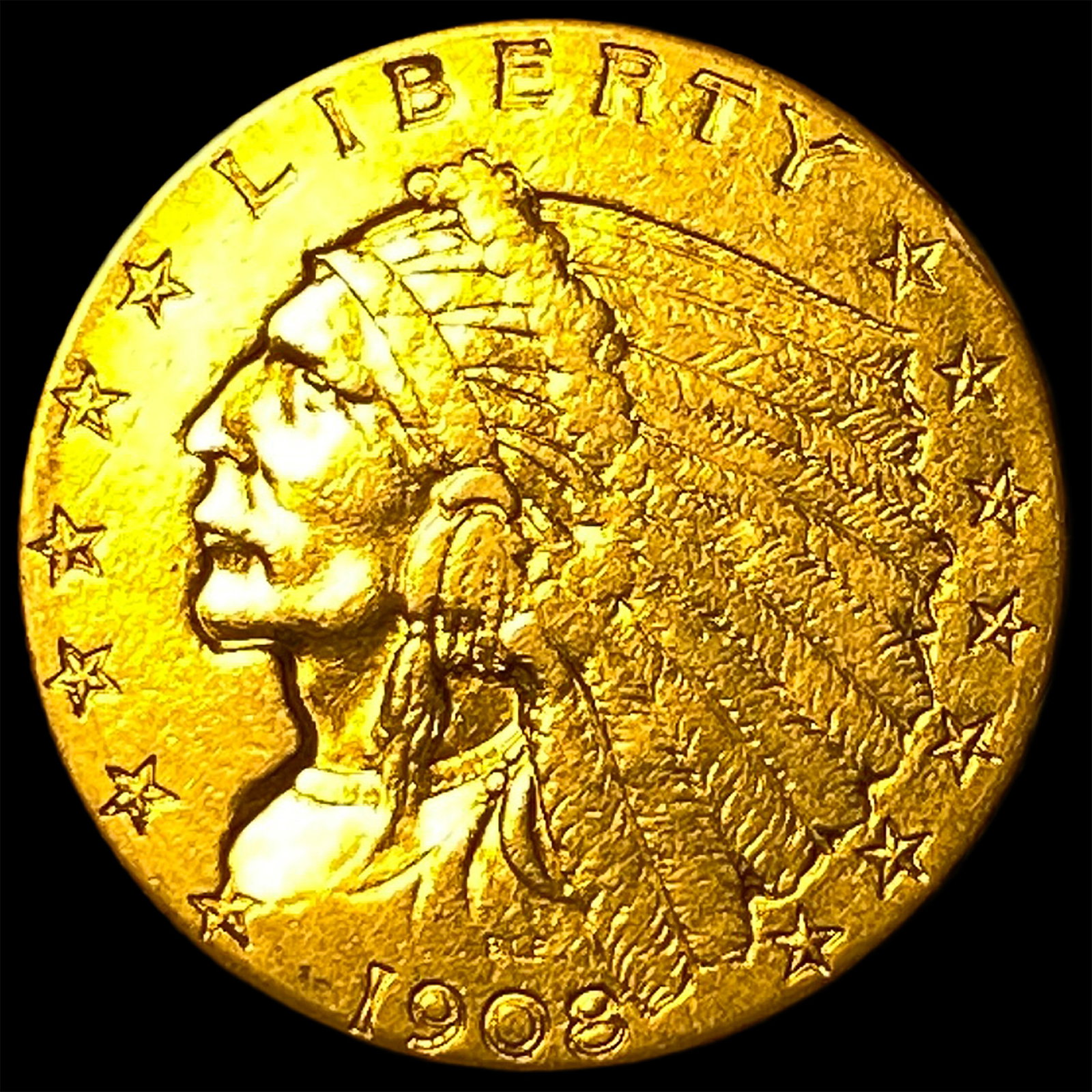 1908 Indian Head Gold $2.50 Quarter Eagle UNCIRCULATED: 1908 Indian Head Gold $2.50 Quarter Eagle UNCIRCULATED