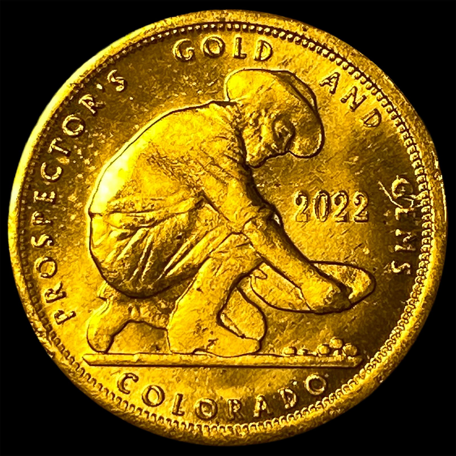 2022 24K Gold 0.10 Troy Oz Prospector's Round CHOICE PROOF (1 of 2)