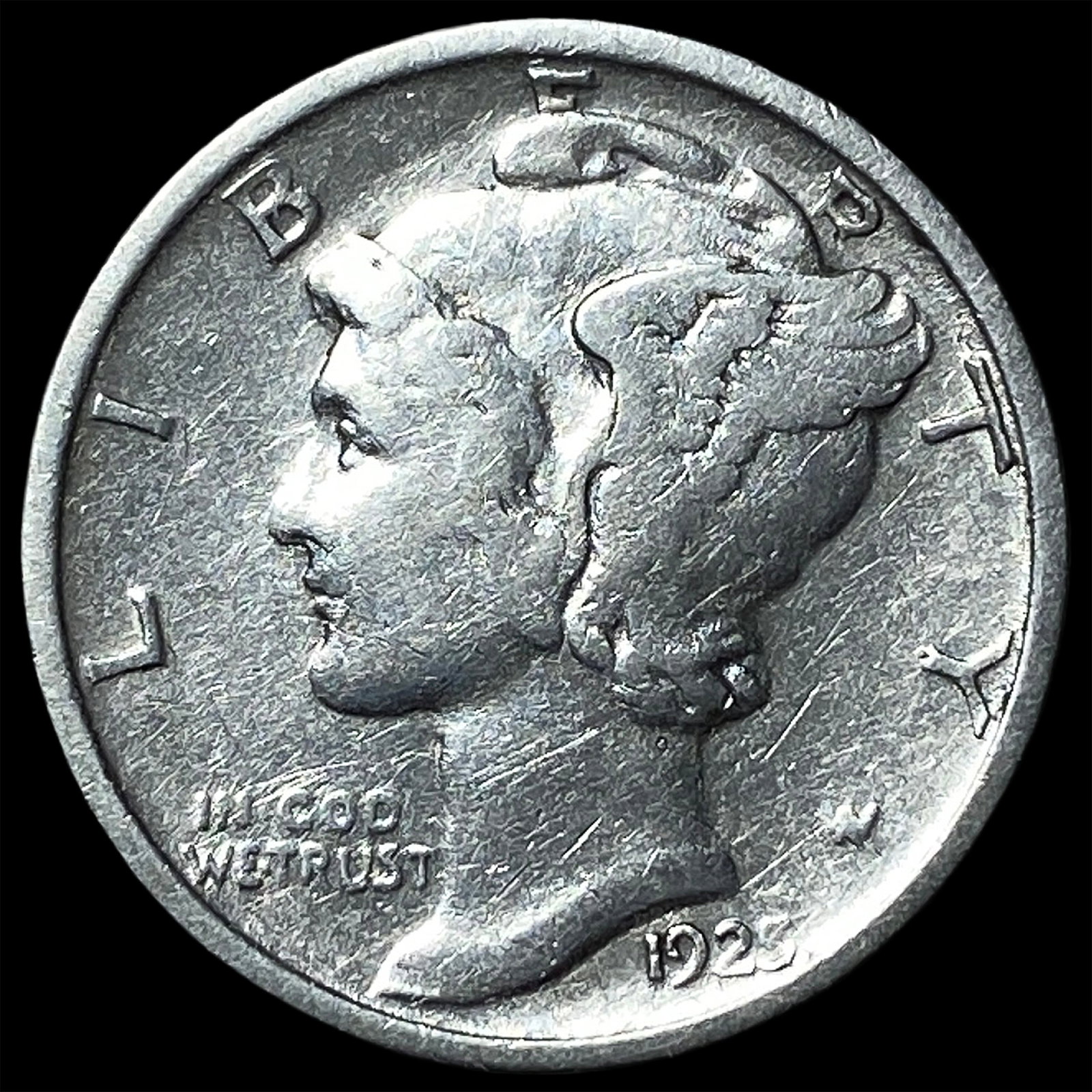 1923-S Silver Mercury Dime NEARLY UNCIRCULATED: 1923-S Silver Mercury Dime NEARLY UNCIRCULATED