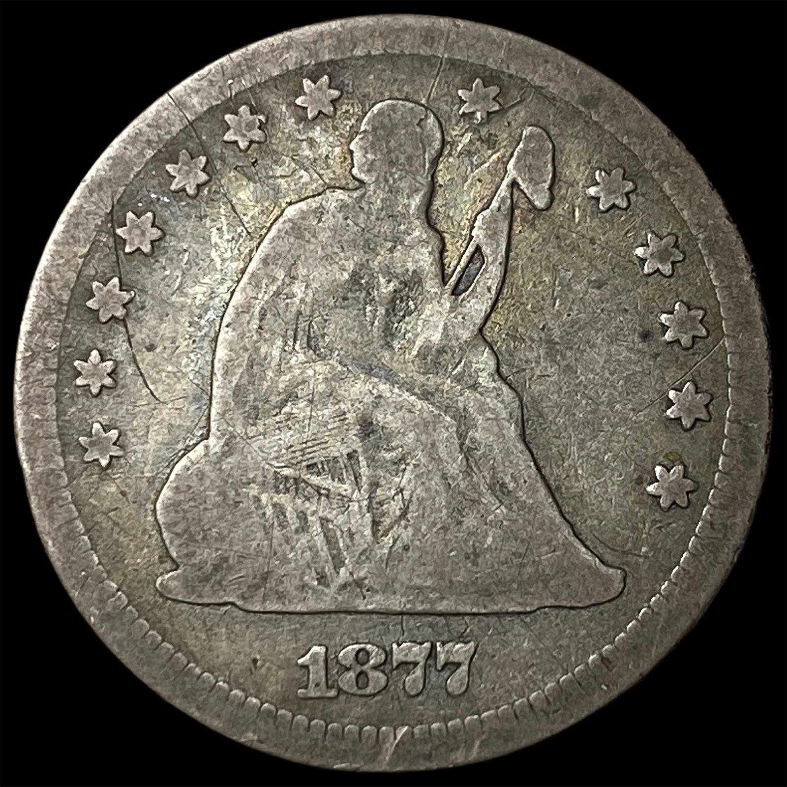 1877 Seated Liberty Quarter NICELY CIRCULATED: 1877 Seated Liberty Quarter NICELY CIRCULATED