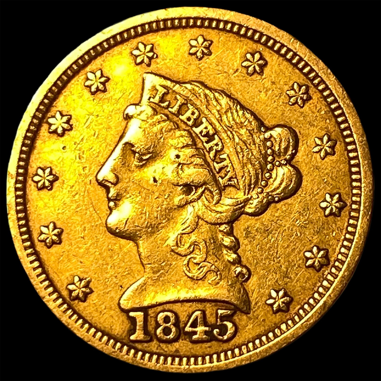 1845 Gold $2.50 Liberty Head Quarter Eagle HIGH GRADE: 1845 Gold $2.50 Liberty Head Quarter Eagle HIGH GRADE