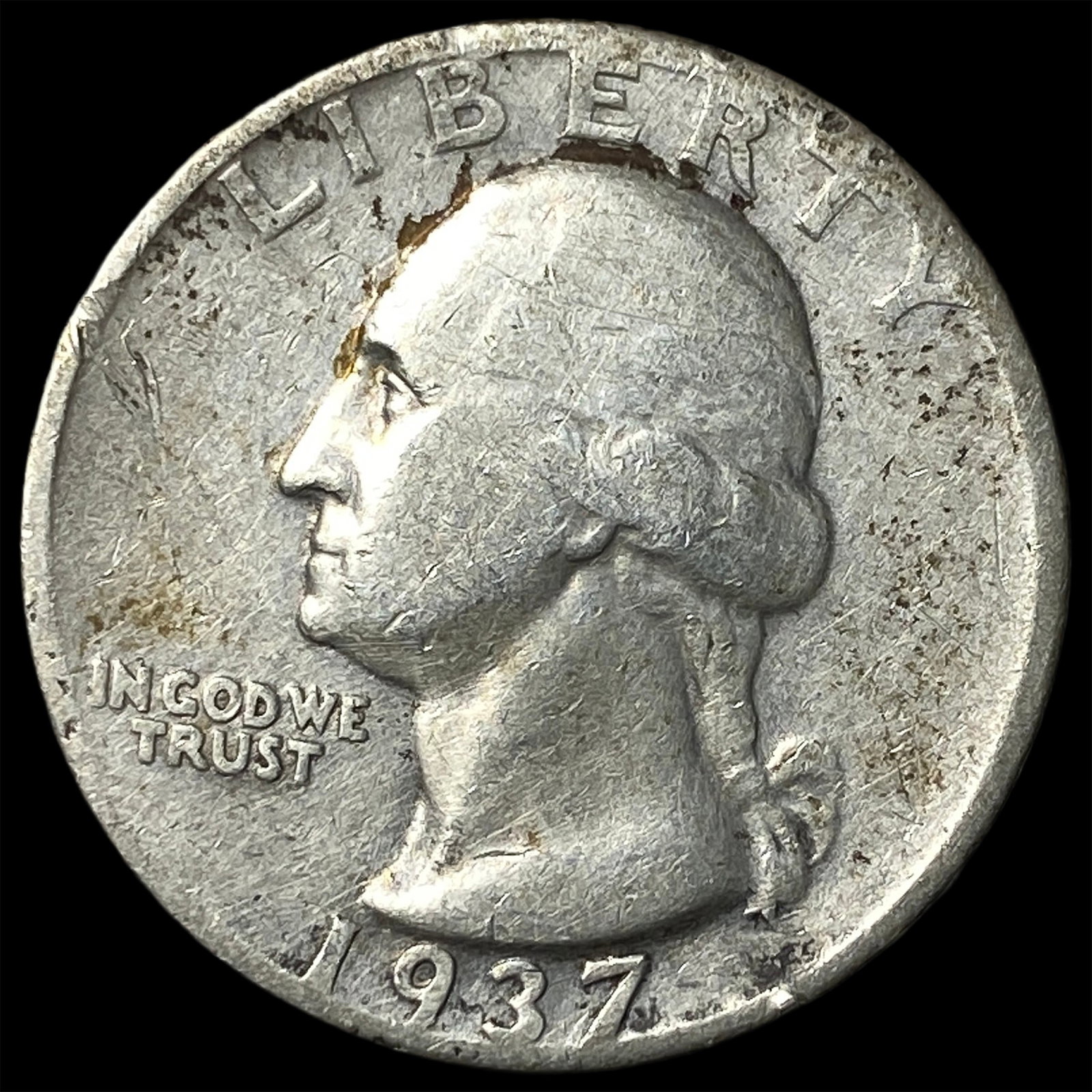 1937 Silver Washington Quarter CLOSELY UNCIRCULATED: 1937 Silver Washington Quarter CLOSELY UNCIRCULATED