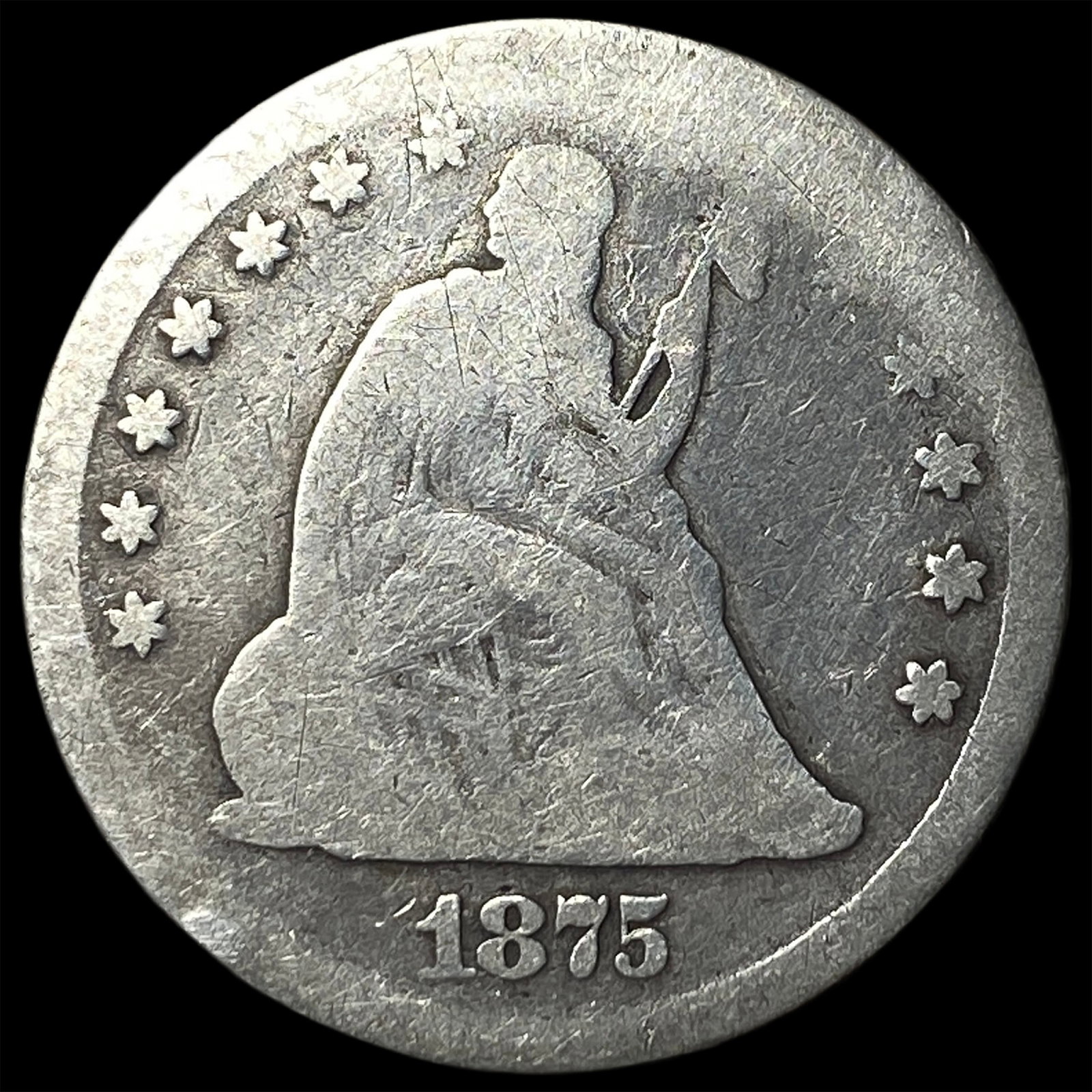 1875 Silver Seated Liberty Half Dollar NICELY CIRCULATED: 1875 Silver Seated Liberty Half Dollar NICELY CIRCULATED
