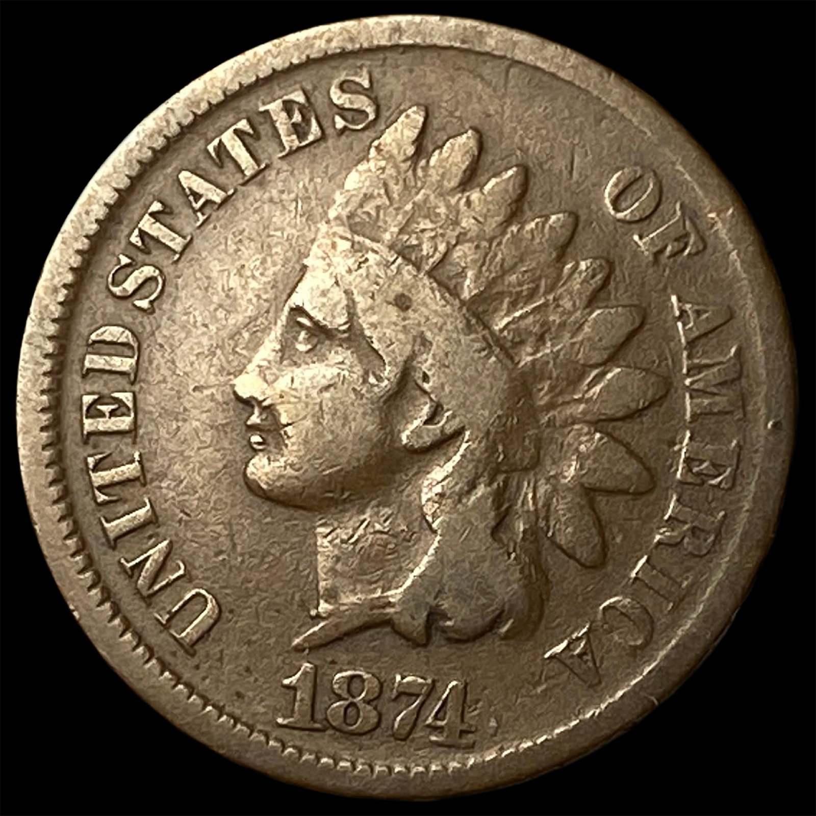1874 Indian Head Cent LIGHTLY CIRCULATED (1 of 2)