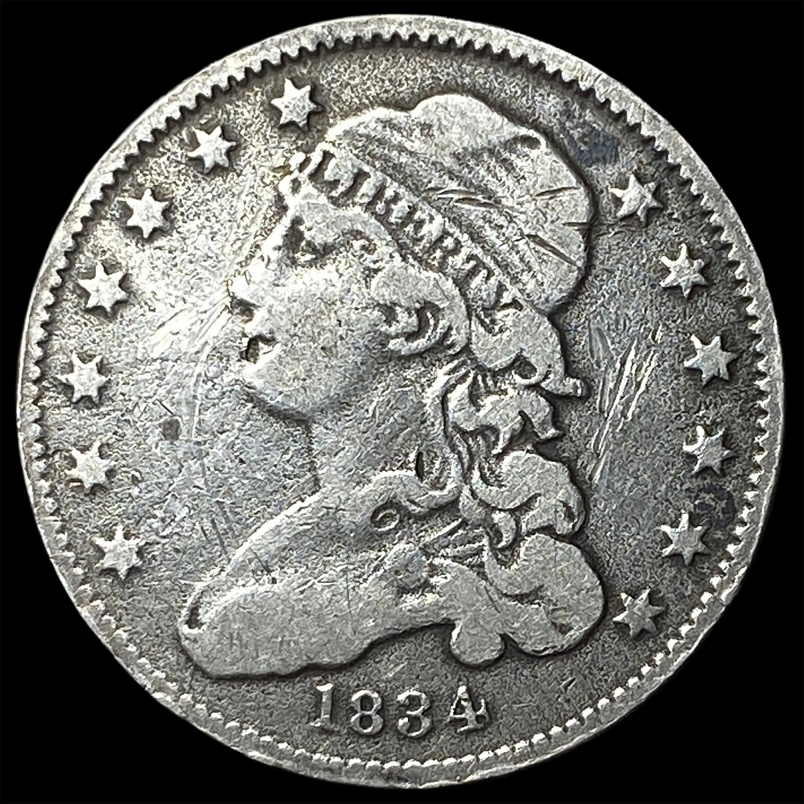 1834 Capped Bust Quarter LIGHTLY CIRCULATED: 1834 Capped Bust Quarter LIGHTLY CIRCULATED