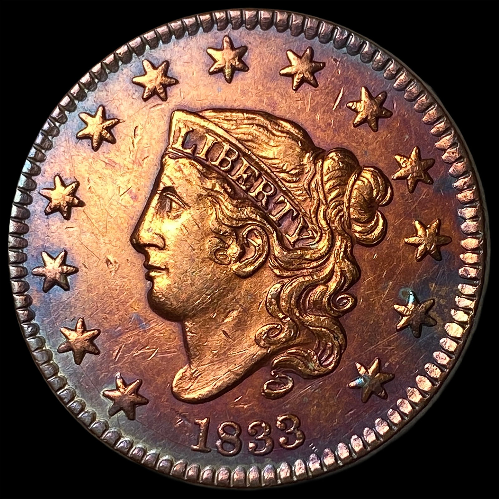 1833 Coronet Head Large Cent CLOSELY UNCIRCULATED (1 of 2)