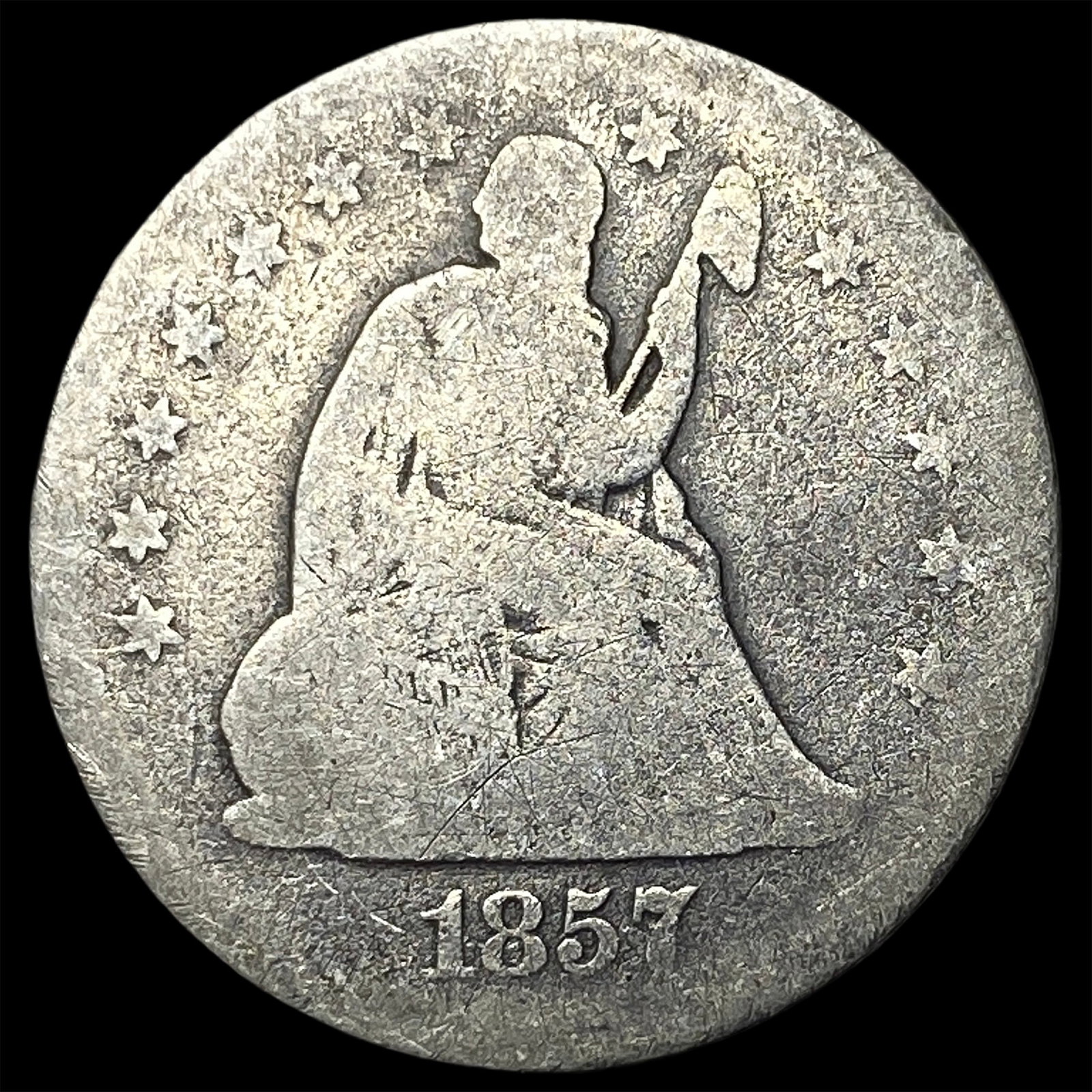 1857 Seated Liberty Quarter NICELY CIRCULATED: 1857 Seated Liberty Quarter NICELY CIRCULATED