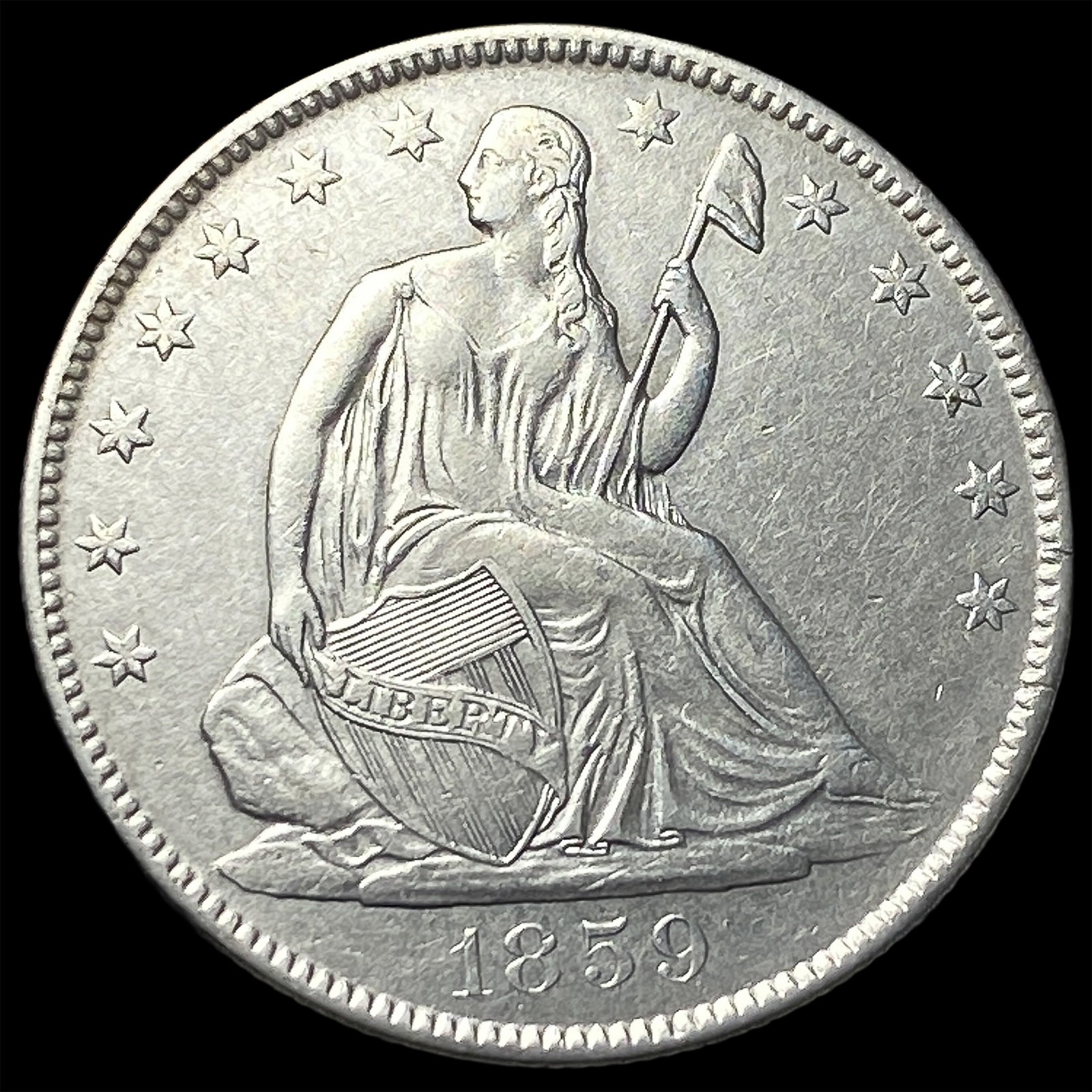 1859-O Silver Seated Liberty Half Dollar CHOICE AU (1 of 2)