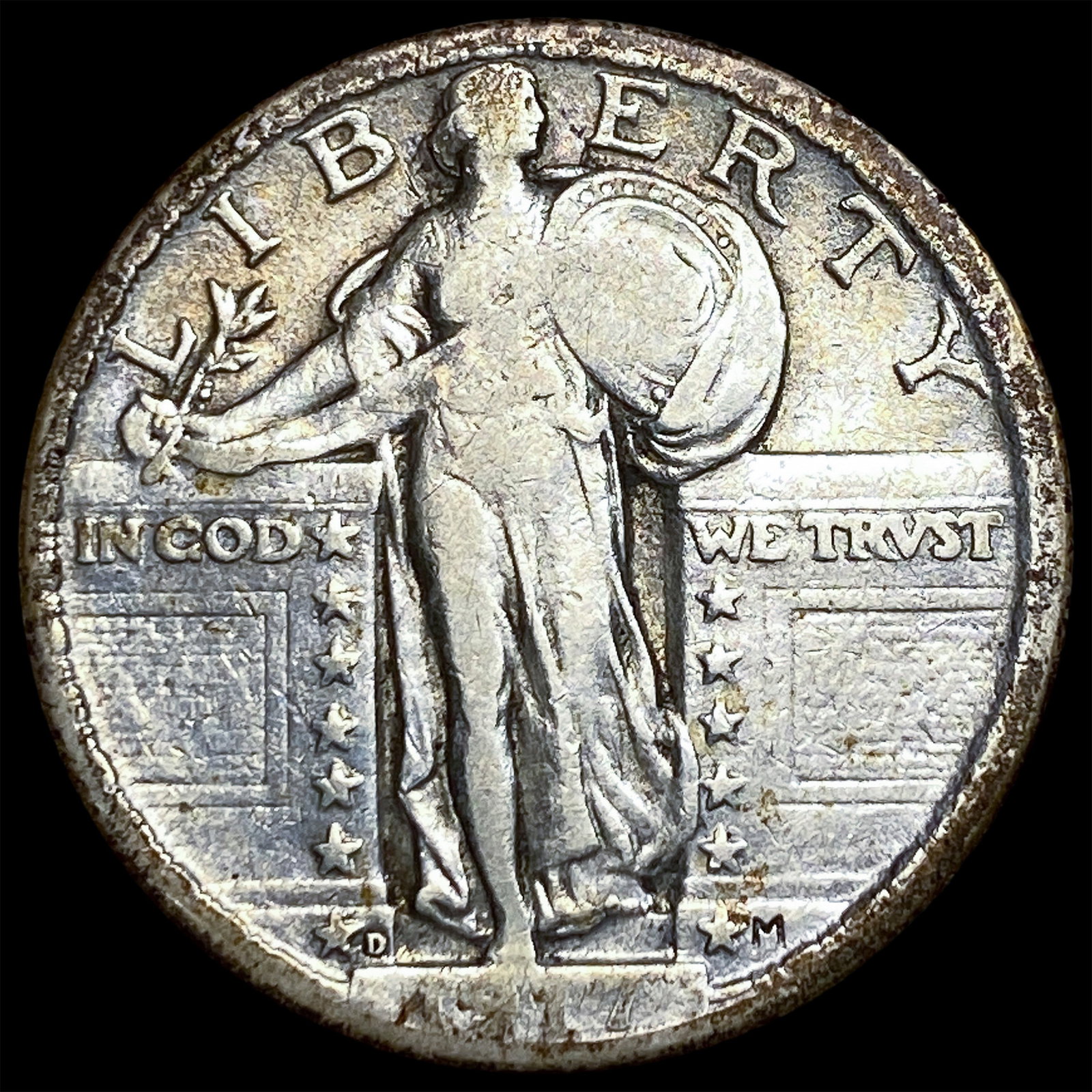 1917-D Type 2 Silver Standing Liberty Quarter LIGHTLY CIRCULATED: 1917-D Type 2 Silver Standing Liberty Quarter LIGHTLY CIRCULATED