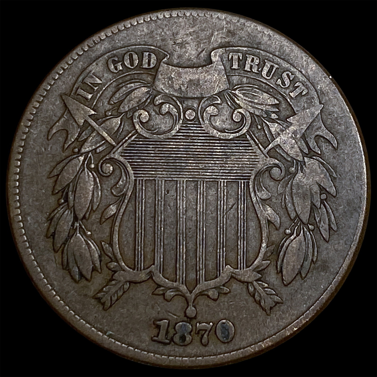 1870 Two-Cent Piece NEARLY UNCIRCULATED: 1870 Two-Cent Piece NEARLY UNCIRCULATED