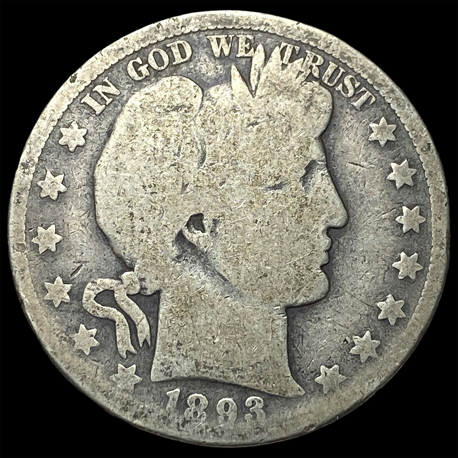 1893-O Silver Barber Half Dollar NICELY CIRCULATED: 1893-O Silver Barber Half Dollar NICELY CIRCULATED