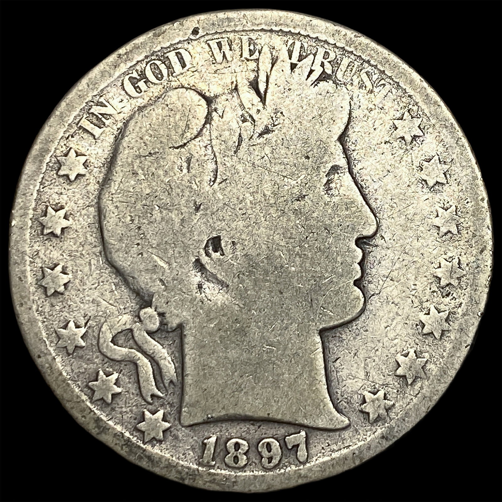 1897-S Silver Barber Half Dollar LIGHTLY CIRCULATED: 1897-S Silver Barber Half Dollar LIGHTLY CIRCULATED