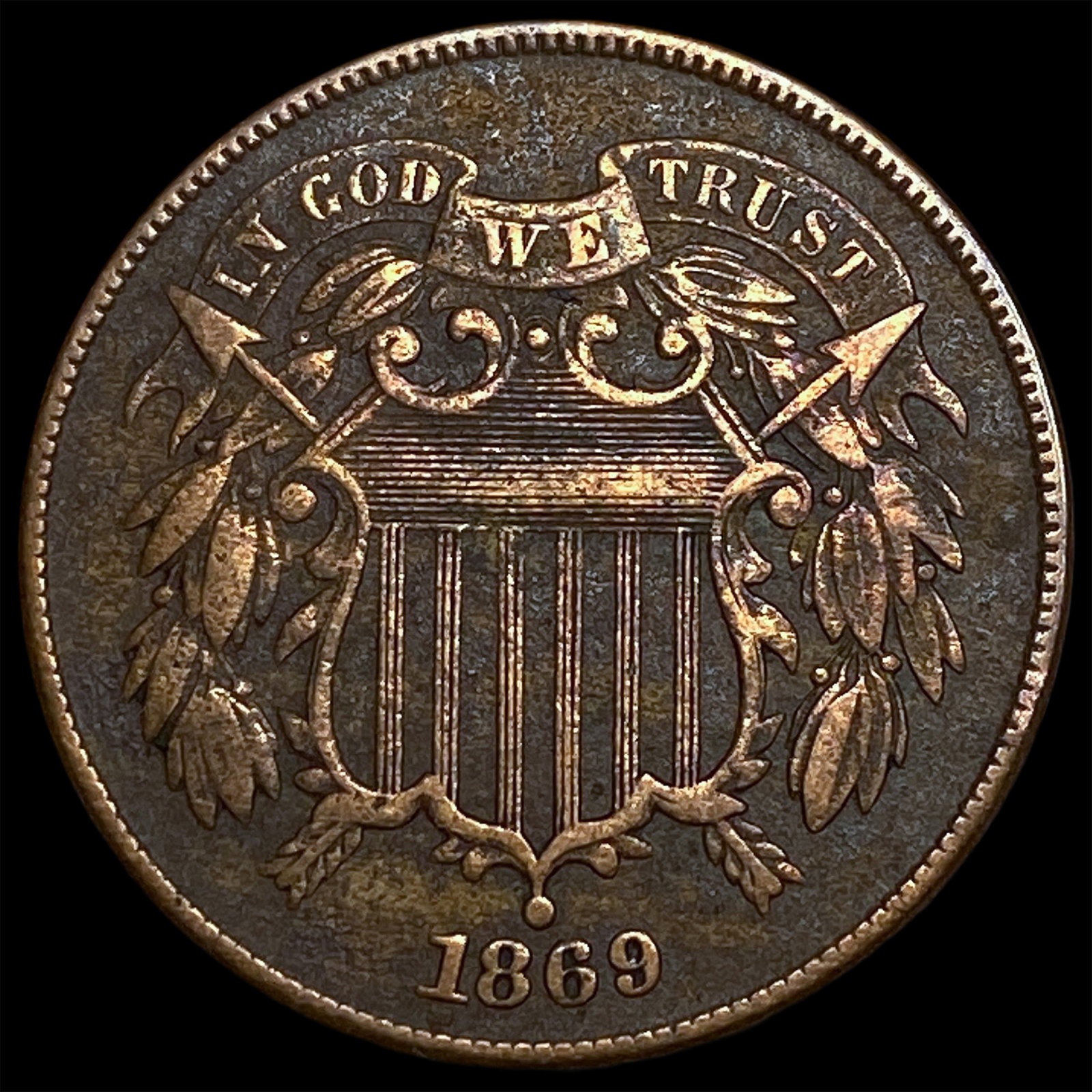 1869 Two-Cent Piece CLOSELY UNCIRCULATED: 1869 Two-Cent Piece CLOSELY UNCIRCULATED