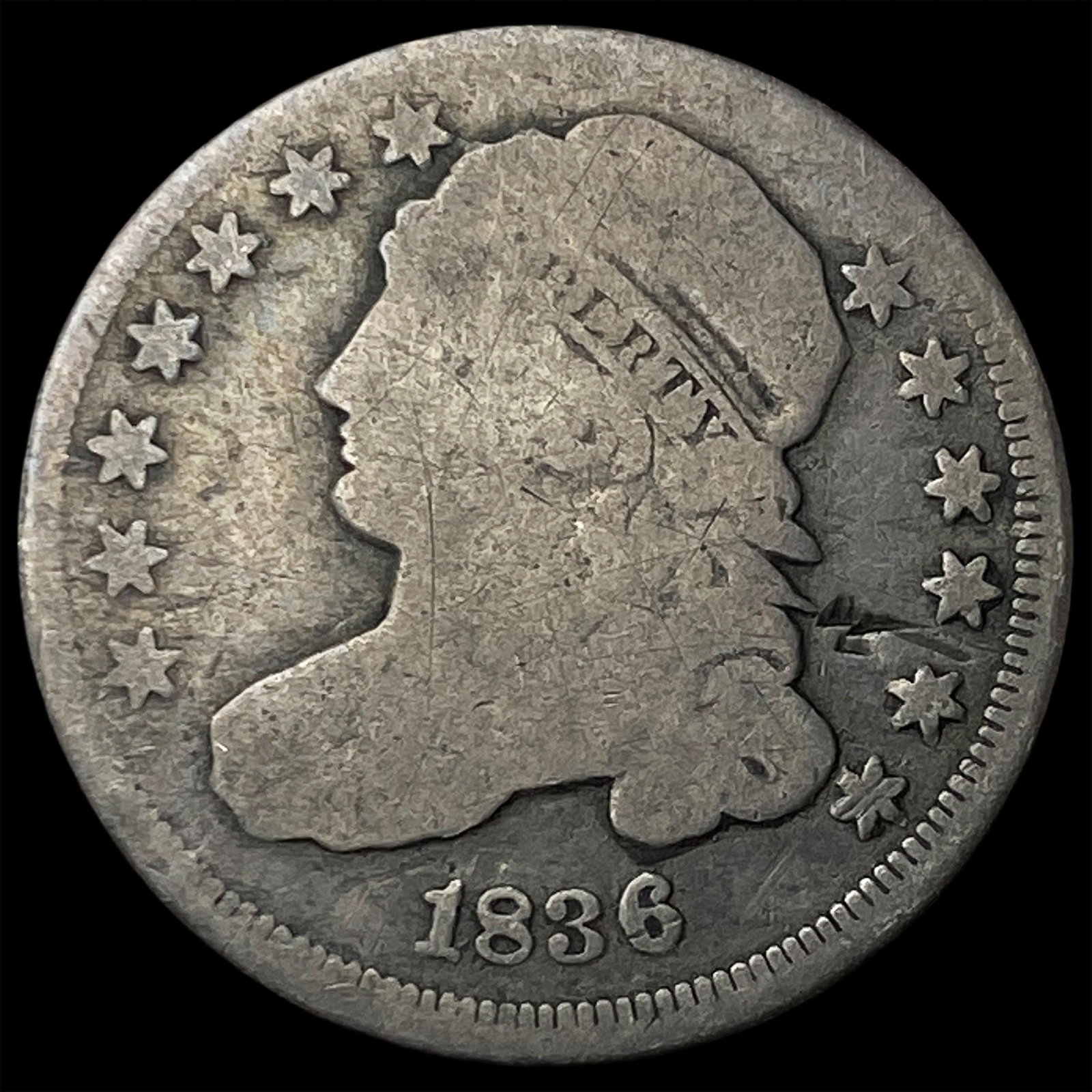 1836 Capped Bust Dime NICELY CIRCULATED: 1836 Capped Bust Dime NICELY CIRCULATED