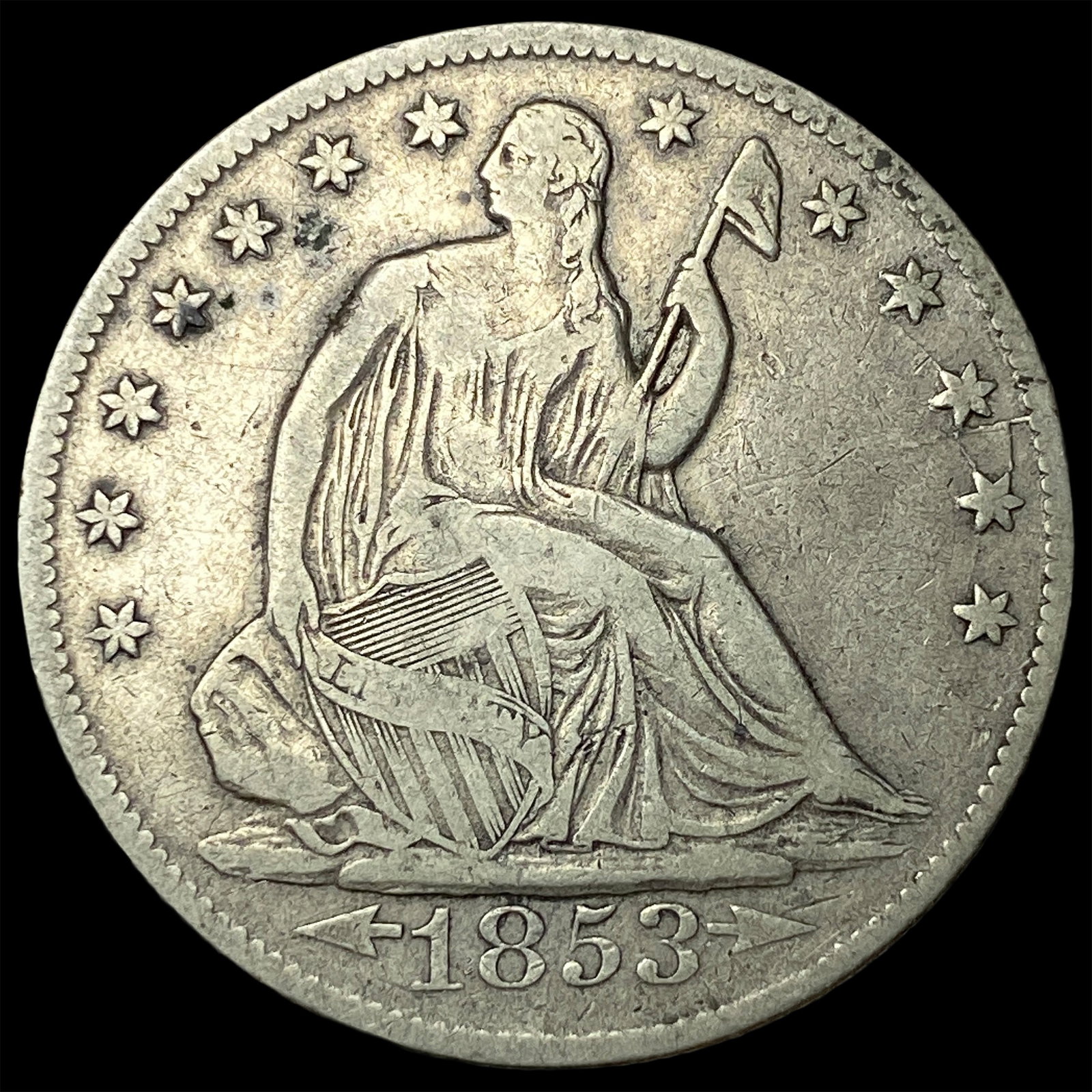 1853-O Arrows/Rays Seated Liberty Half Dollar LIGHTLY CIRCULATED: 1853-O Arrows/Rays Seated Liberty Half Dollar LIGHTLY CIRCULATED