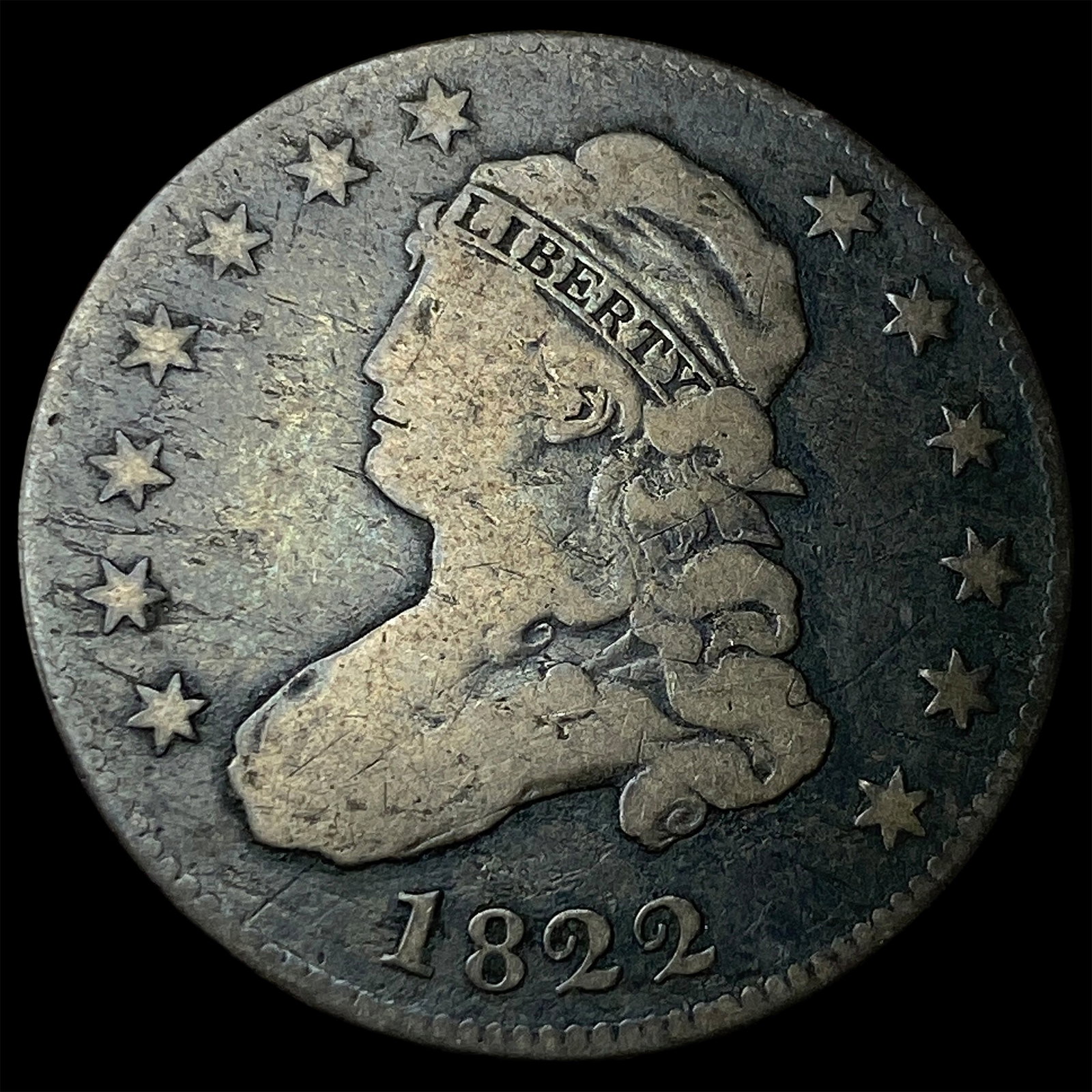 1822 Capped Bust Quarter NICELY CIRCULATED: 1822 Capped Bust Quarter NICELY CIRCULATED