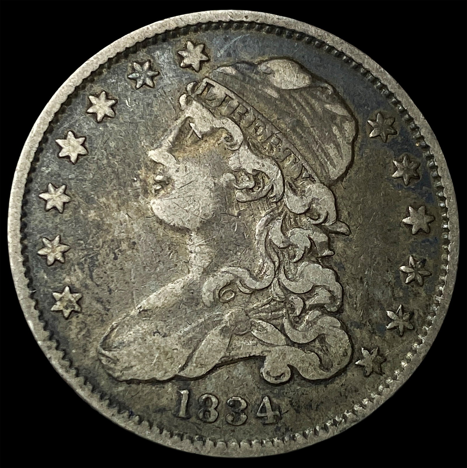 1834 Capped Bust Quarter ABOUT UNCIRCULATED: 1834 Capped Bust Quarter ABOUT UNCIRCULATED