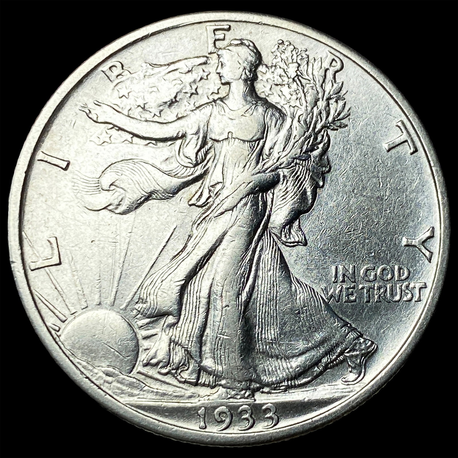 1933-S Walking Liberty Half Dollar CLOSELY UNCIRCULATED: 1933-S Walking Liberty Half Dollar CLOSELY UNCIRCULATED