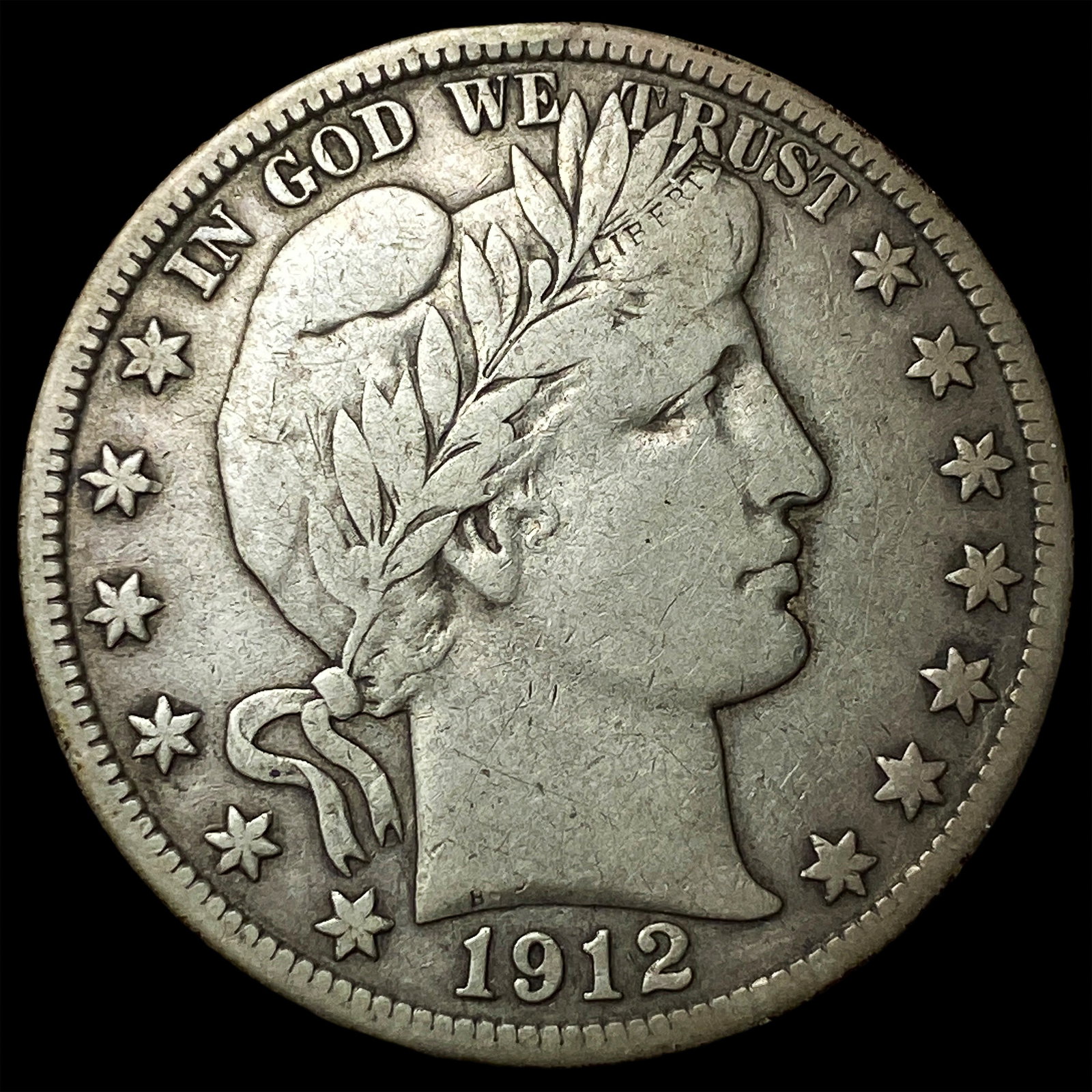 1912-D Silver Barber Half Dollar LIGHTLY CIRCULATED: 1912-D Silver Barber Half Dollar LIGHTLY CIRCULATED