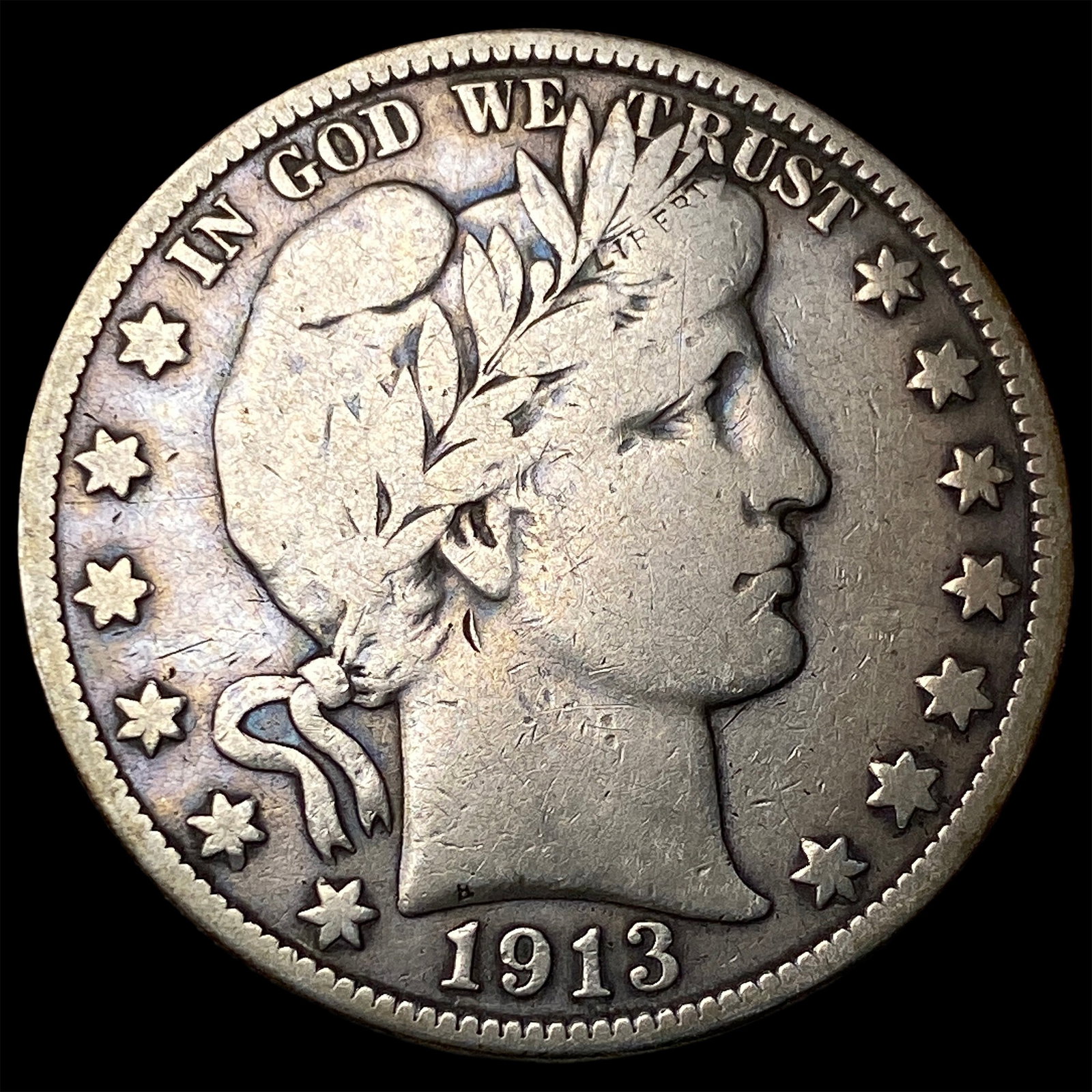 1913-S Silver Barber Half Dollar LIGHTLY CIRCULATED: 1913-S Silver Barber Half Dollar LIGHTLY CIRCULATED