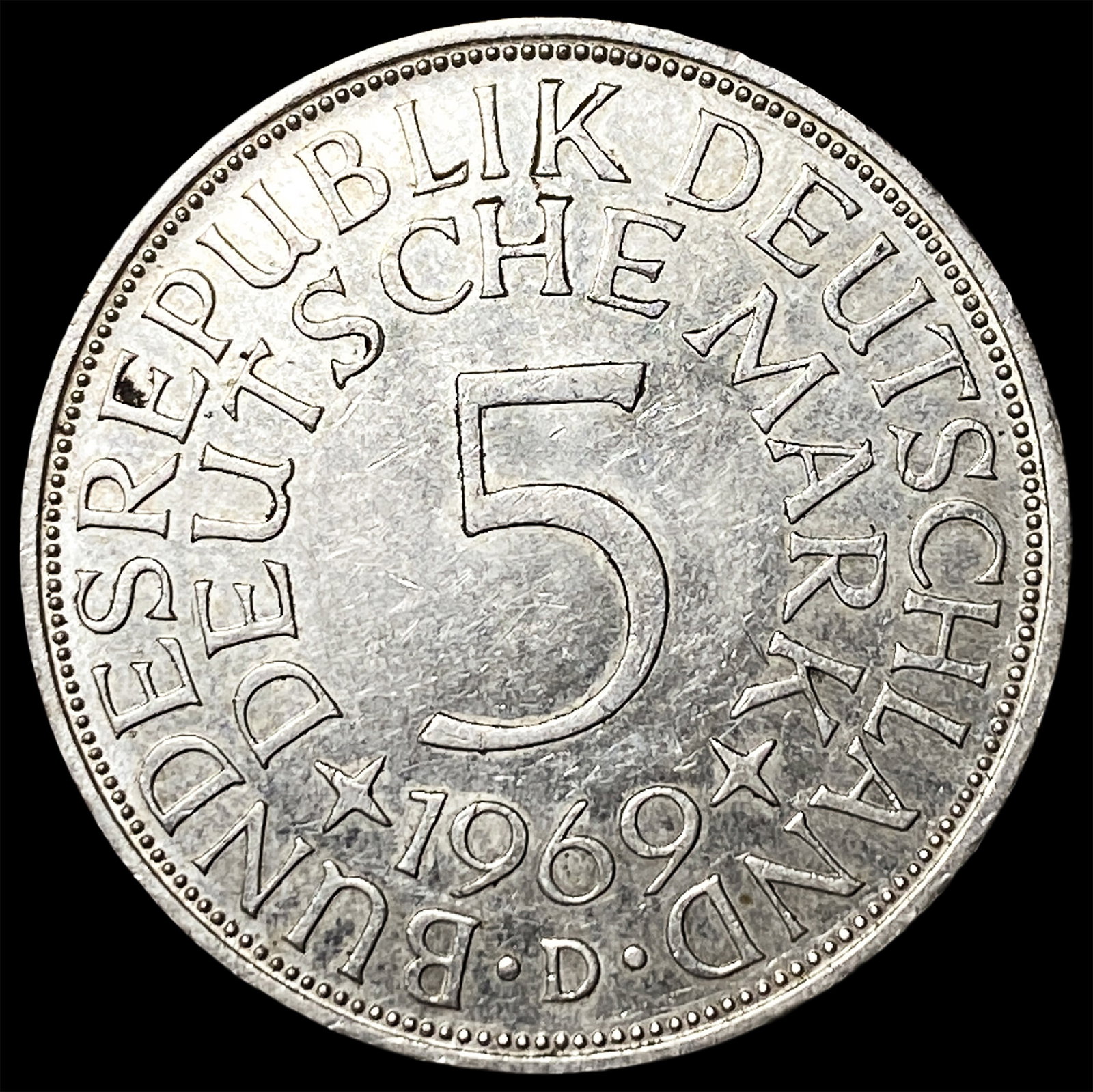 1969D Germany Silver 5 Mark - 2