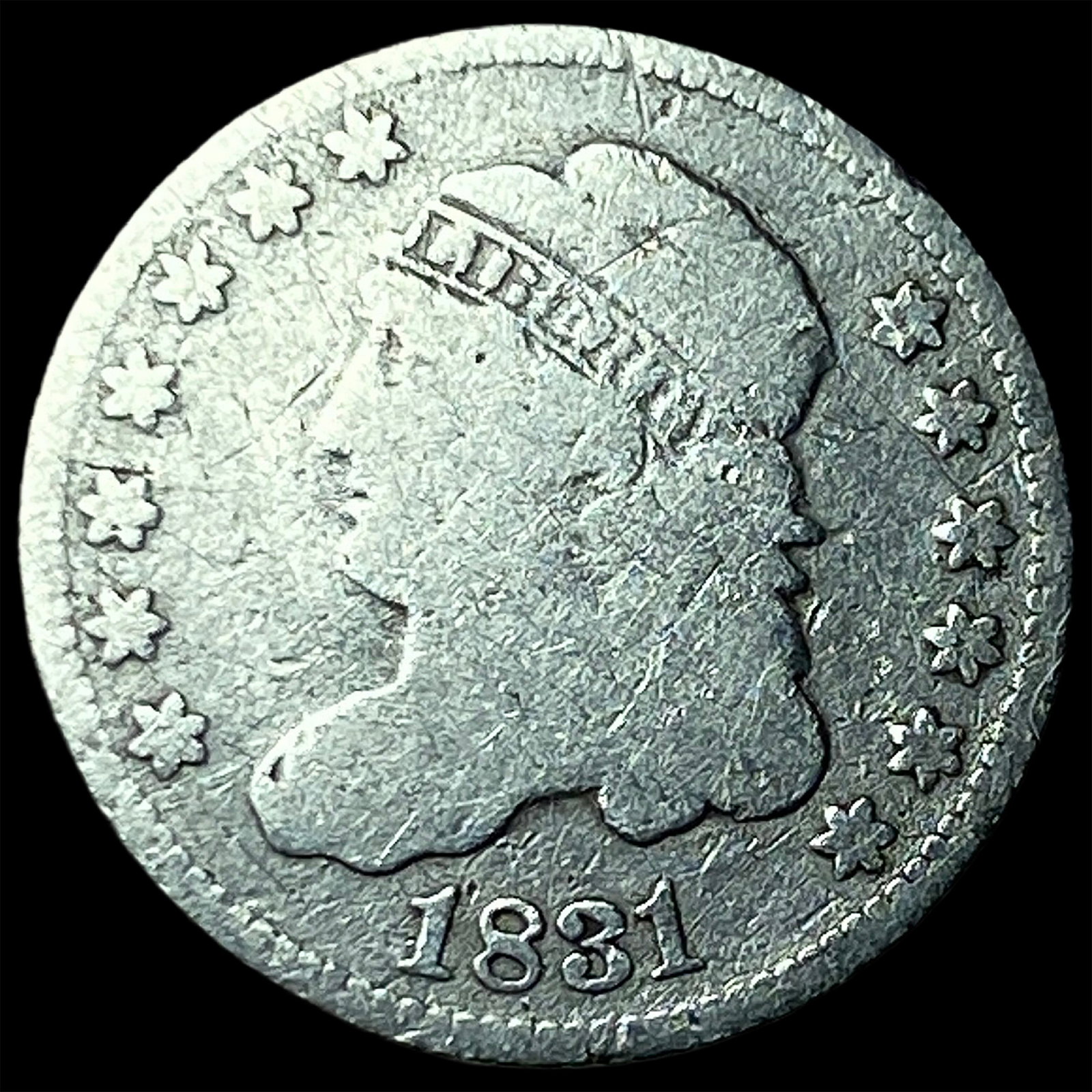 1831 Capped Bust Silver Half Dime NICELY CIRCULATED: 1831 Capped Bust Silver Half Dime NICELY CIRCULATED