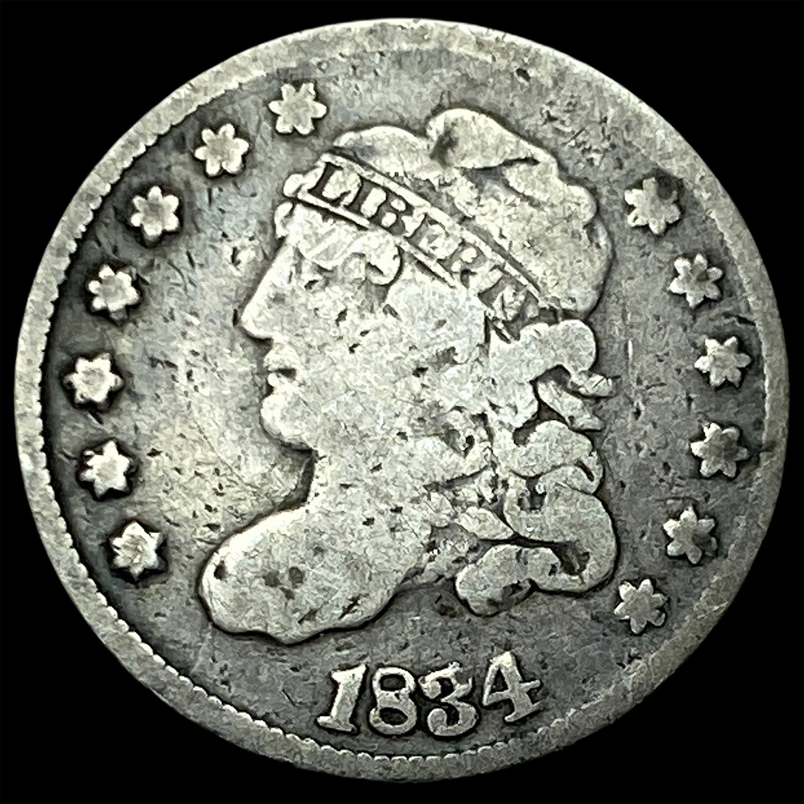 1834 Capped Bust Half Dime LIGHTLY CIRCULATED: 1834 Capped Bust Half Dime LIGHTLY CIRCULATED