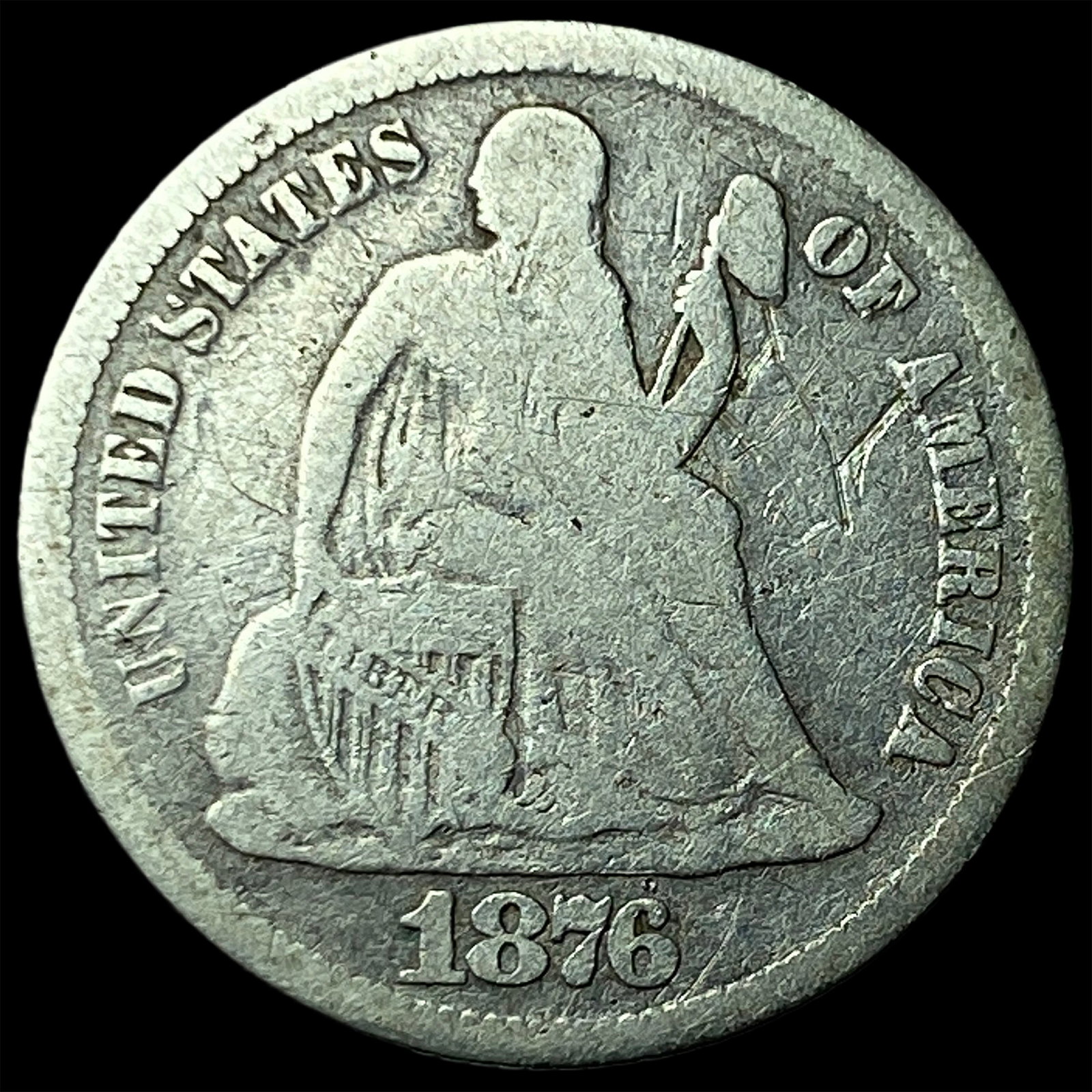 1876-CC Silver Seated Liberty Dime NICELY CIRCULATED: 1876-CC Silver Seated Liberty Dime NICELY CIRCULATED