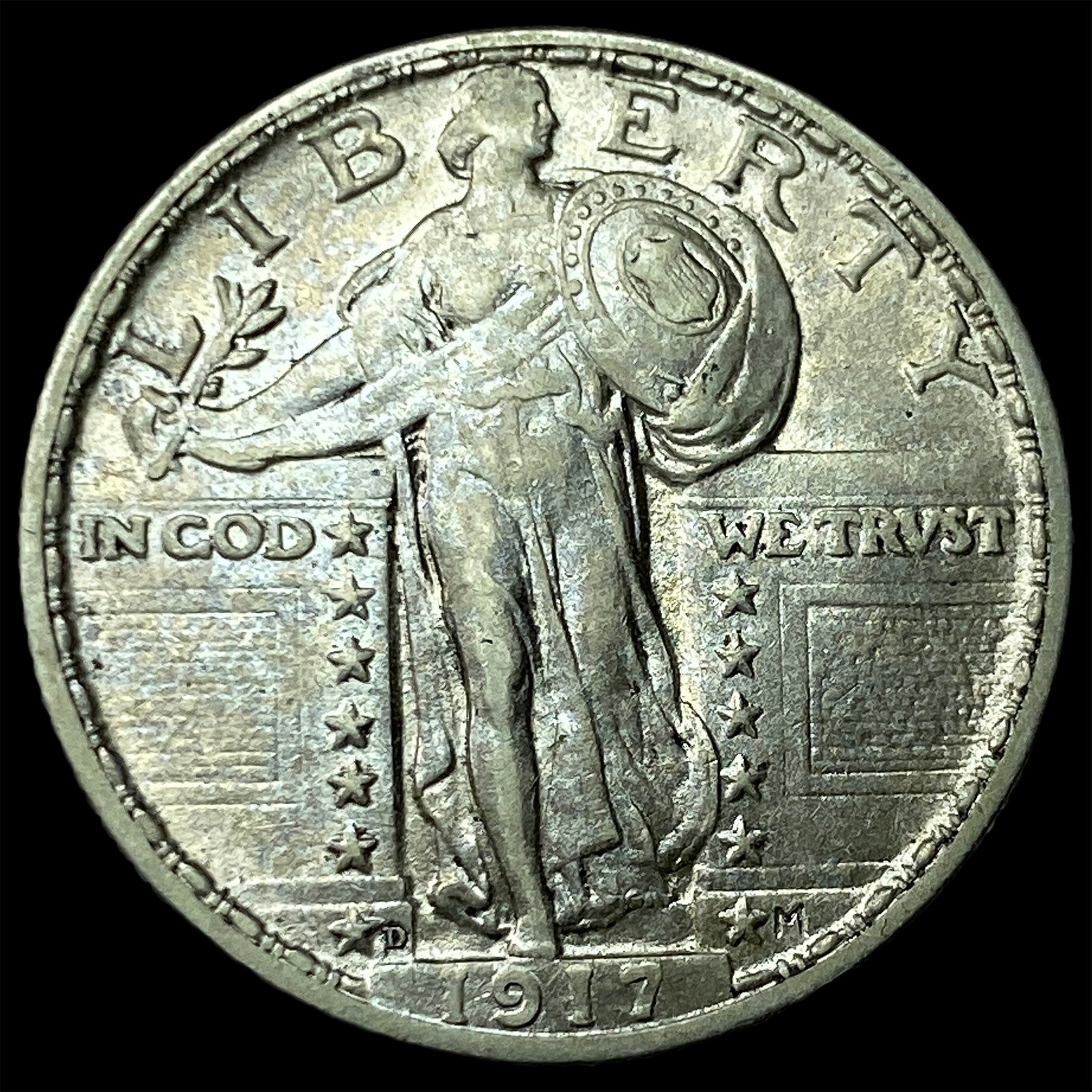 1917 Type 1 Standing Liberty Quarter CLOSELY UNCIRCULATED: 1917 Type 1 Standing Liberty Quarter CLOSELY UNCIRCULATED
