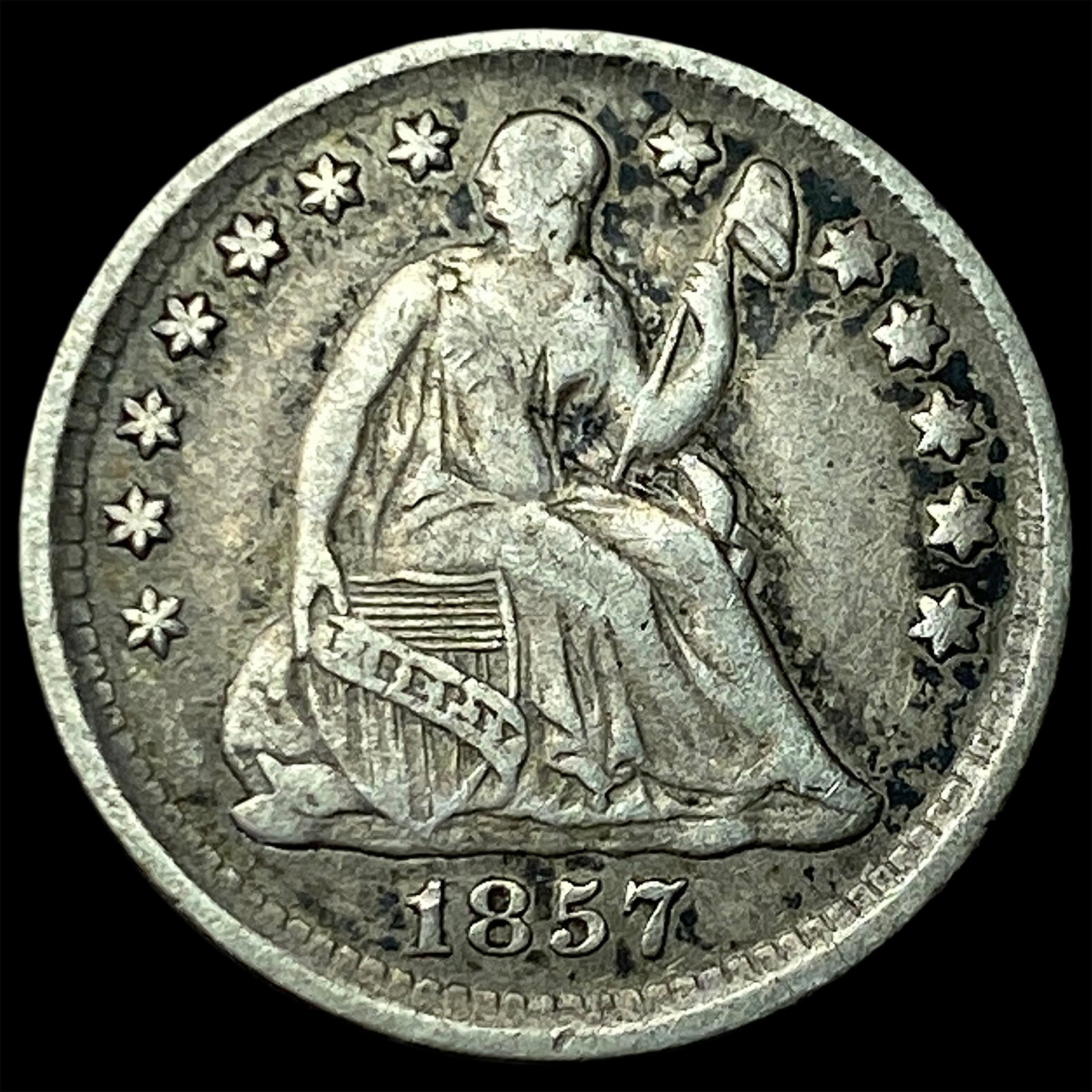 1857 Silver Half Dime LIGHTLY CIRCULATED: 1857 Silver Half Dime LIGHTLY CIRCULATED