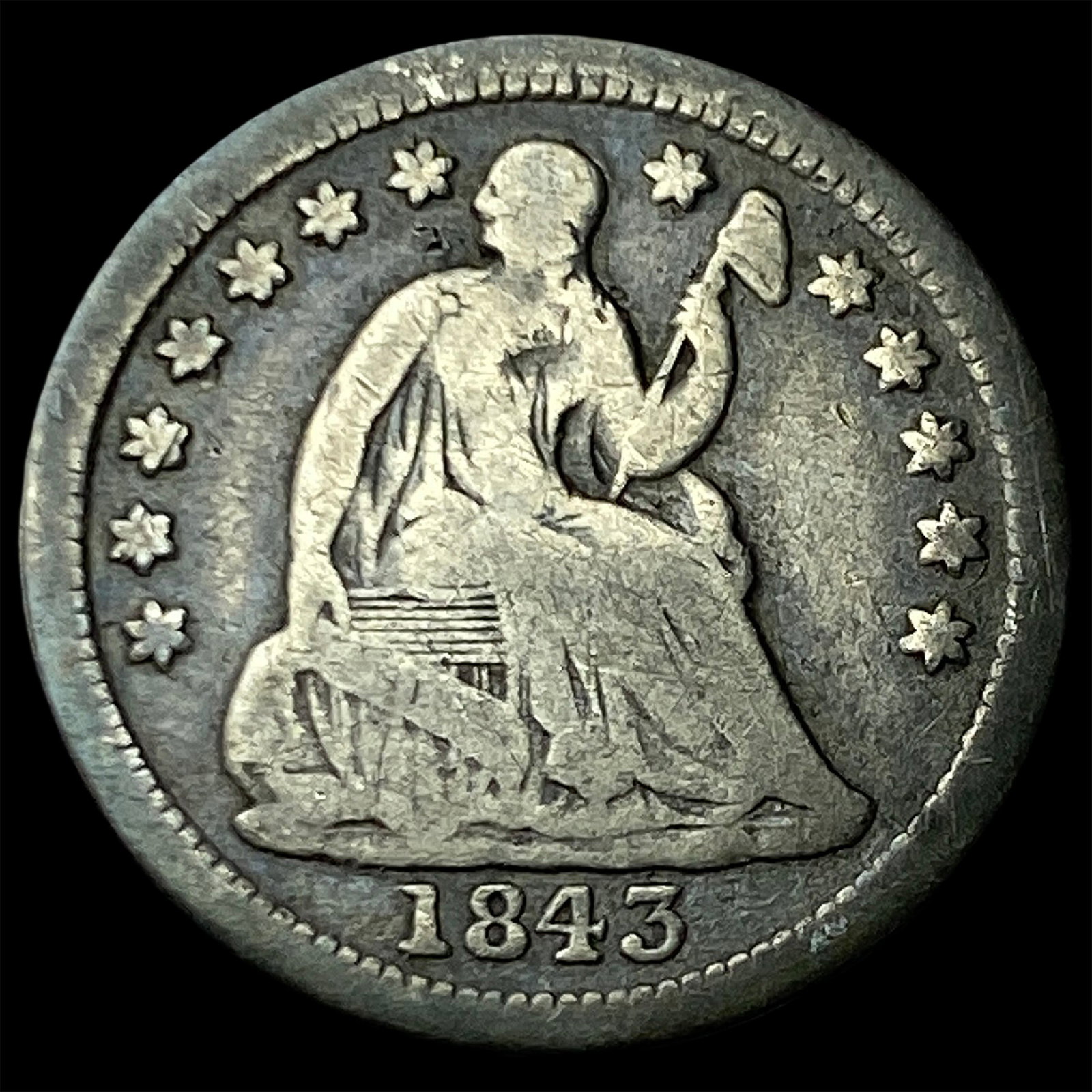 1843 Seated Liberty Half Dime LIGHTLY CIRCULATED (1 of 2)
