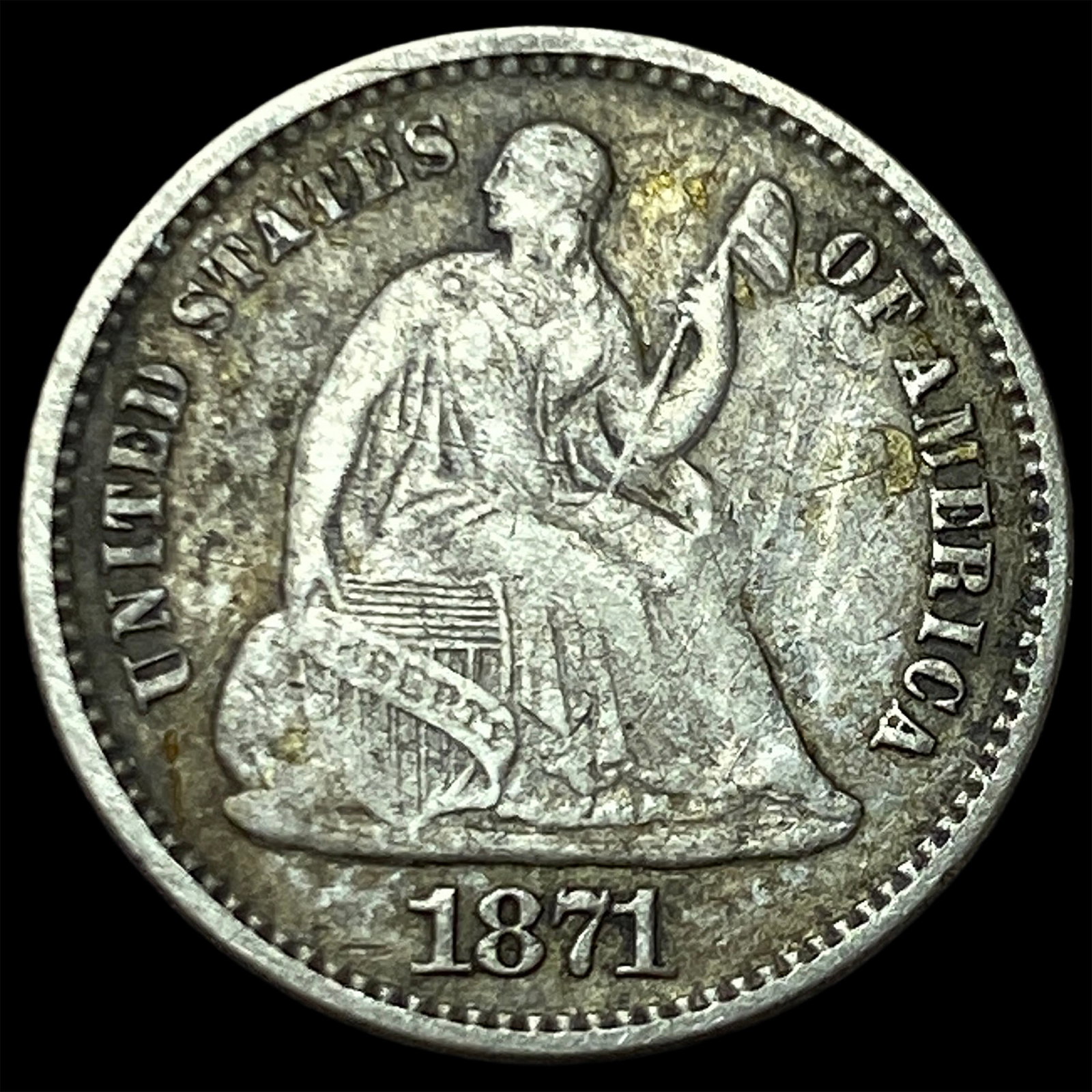 1871 Silver Half Dime LIGHTLY CIRCULATED: 1871 Silver Half Dime LIGHTLY CIRCULATED