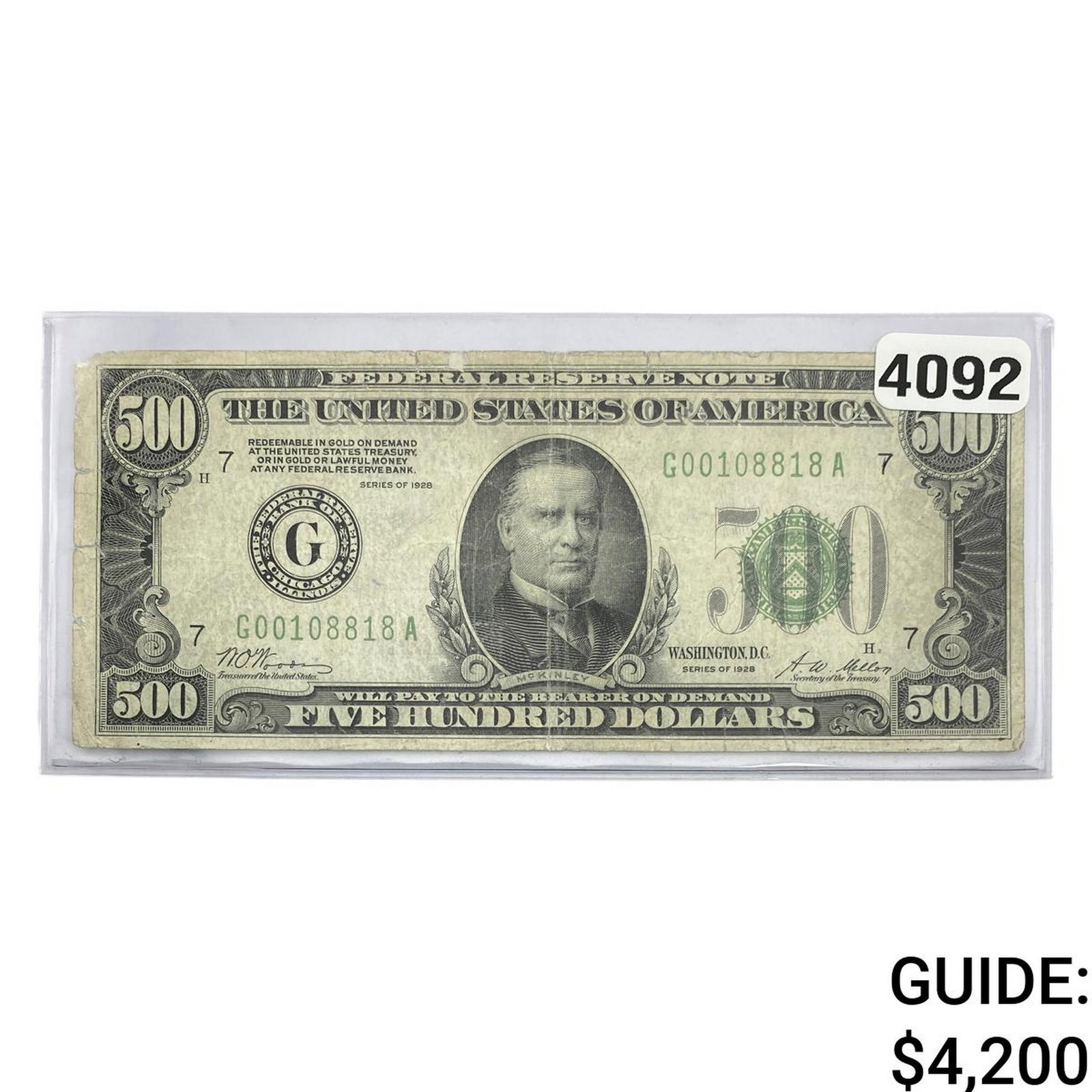 1928 $500 U.S. Federal Reserve Note Chicago 2: 1928 $500 U.S. Federal Reserve Note Chicago 2