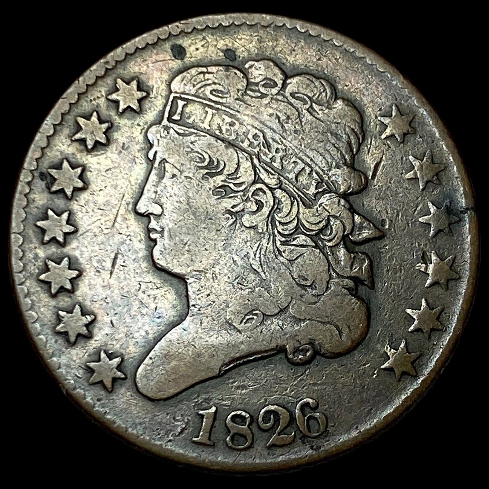 1826 Copper Half Cent LIGHTLY CIRCULATED: 1826 Copper Half Cent LIGHTLY CIRCULATED