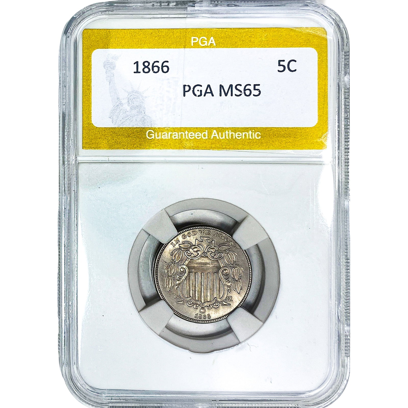 1866 Shield Nickel PGA MS65: 1866 Shield Nickel PGA MS65