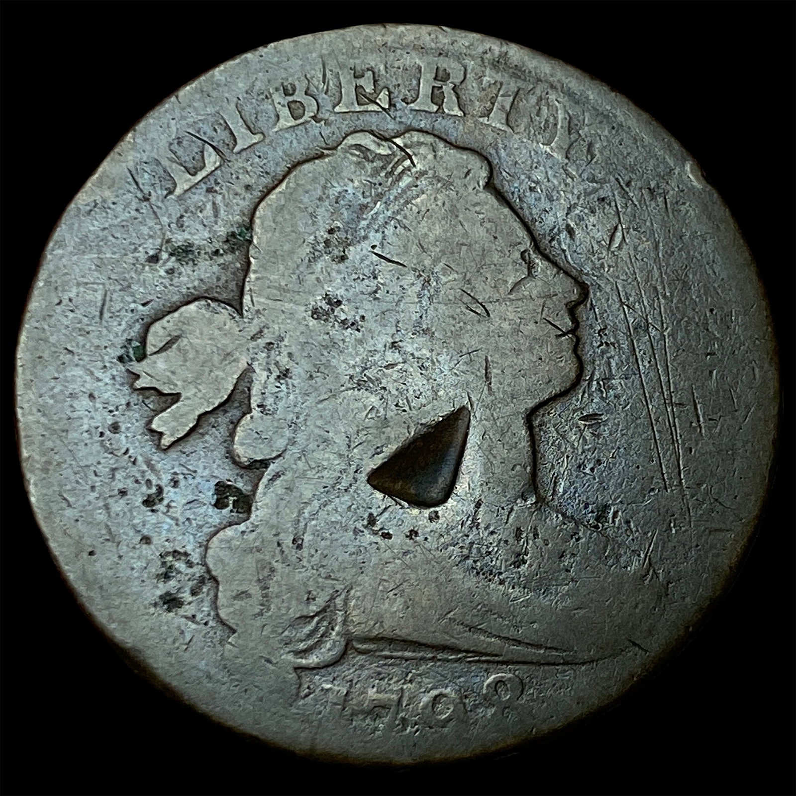 1798 Large Cent Draped Bust S-166. NICELY CIRCULATED: 1798 Large Cent Draped Bust S-166. NICELY CIRCULATED