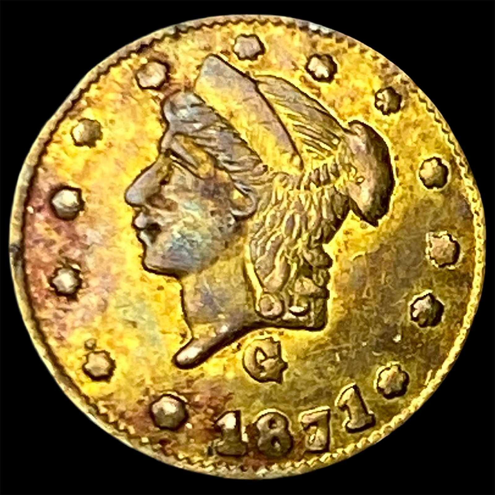 1871 California Gold 1/4 Dollar Token LIGHTLY CIRCULATED: 1871 California Gold 1/4 Dollar Token LIGHTLY CIRCULATED